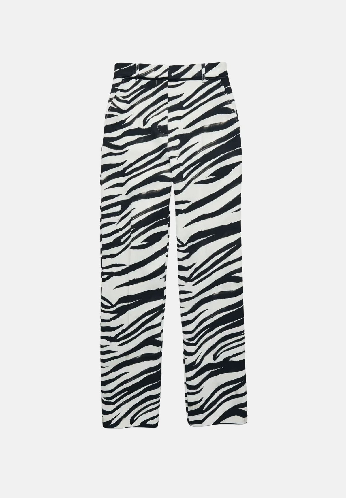 PATRIZIA PEPE Pantaloni eleganti nero e bianco da donna con motivo animalier zebrato e linea dritta. 2P0068C0280 J373 PATRIZIA PEPE