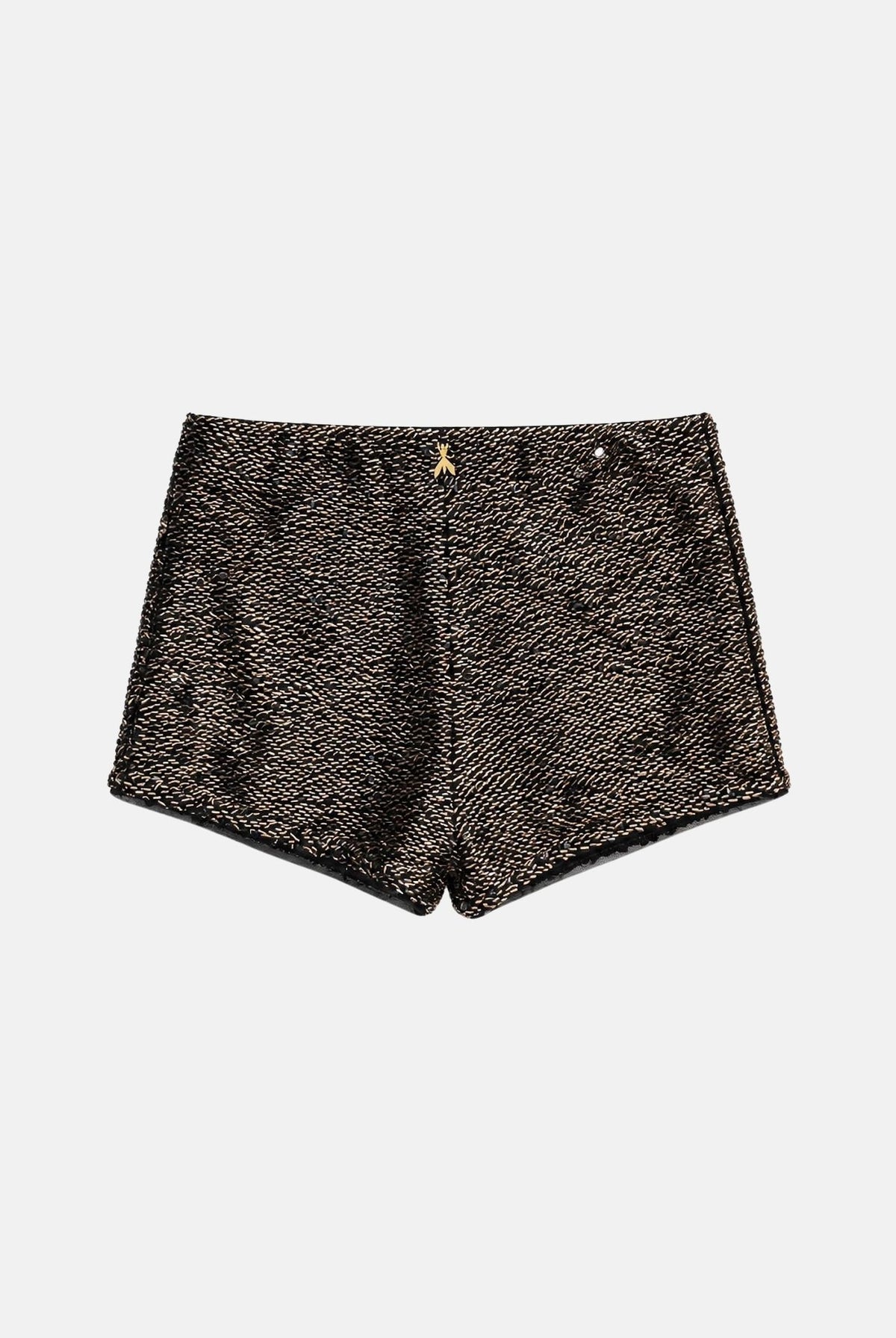 PATRIZIA PEPE Shorts elegante all-over paillettes nero e bronzo per donna con lavorazione luminosa e linea mini. 2P0093J0090 J391 PATRIZIA PEPE
