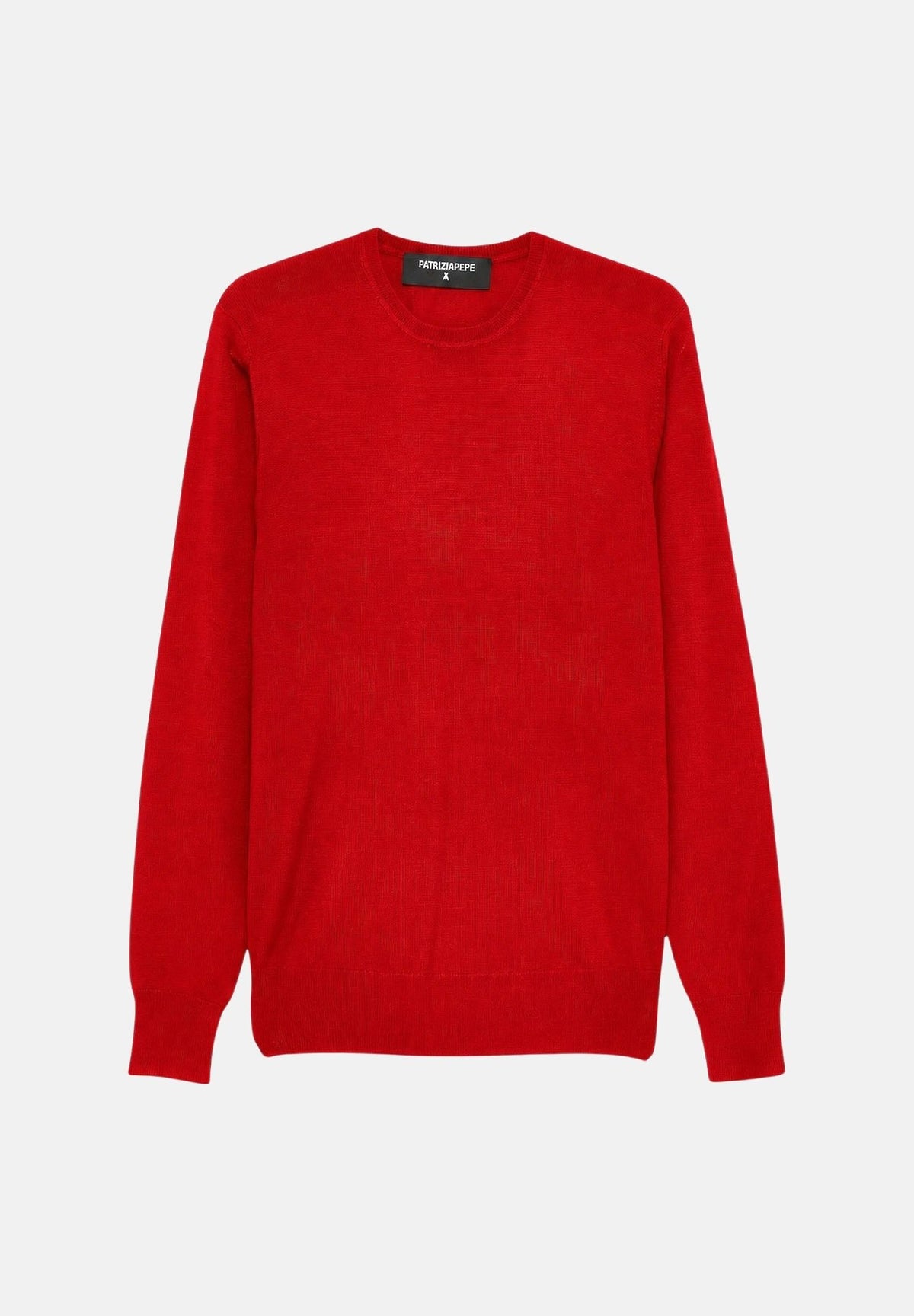 PATRIZIA PEPE Maglione girocollo fly red rosso ntenso da uomo con scollo rotondo e lavorazione in lana pregiata. 5K0166K124 R913 PATRIZIA PEPE