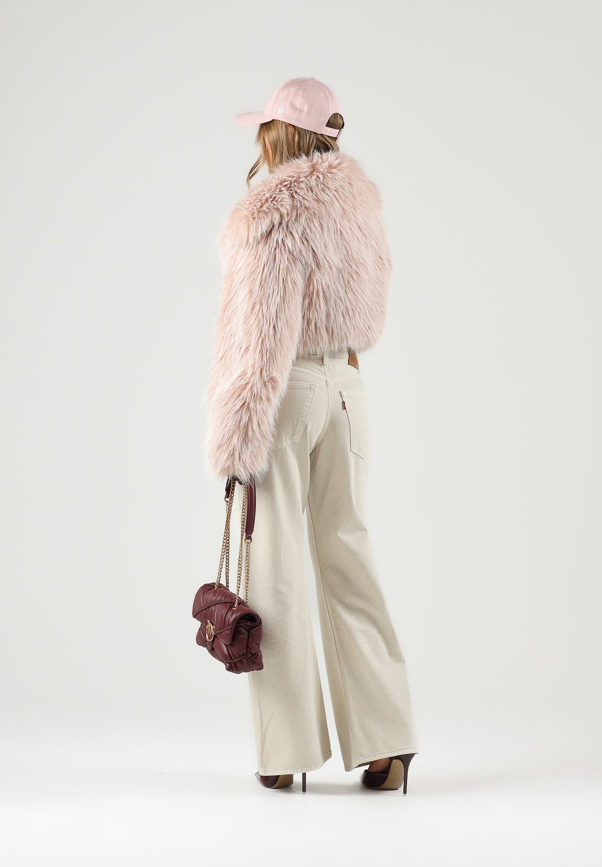 PATRIZIA PEPE Pelliccia baylag-rosa antico da donna con scollo rotondo e lavorazione morbida 8O0016E0002 R902 PATRIZIA PEPE