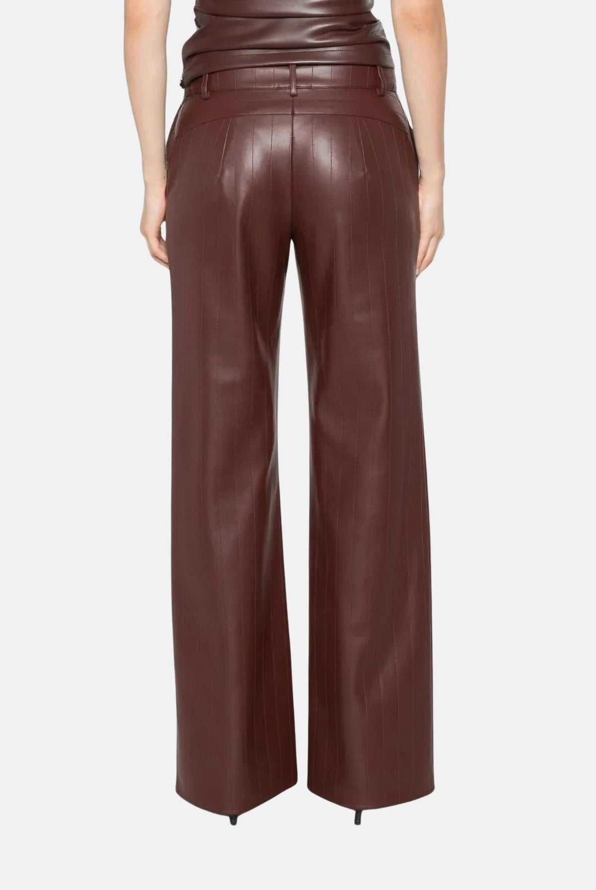 PATRIZIA PEPE Pantaloni eleganti wood brown-marrone da donna con chiusura frontale effetto pelle 8P0181E0004 B887 PATRIZIA PEPE