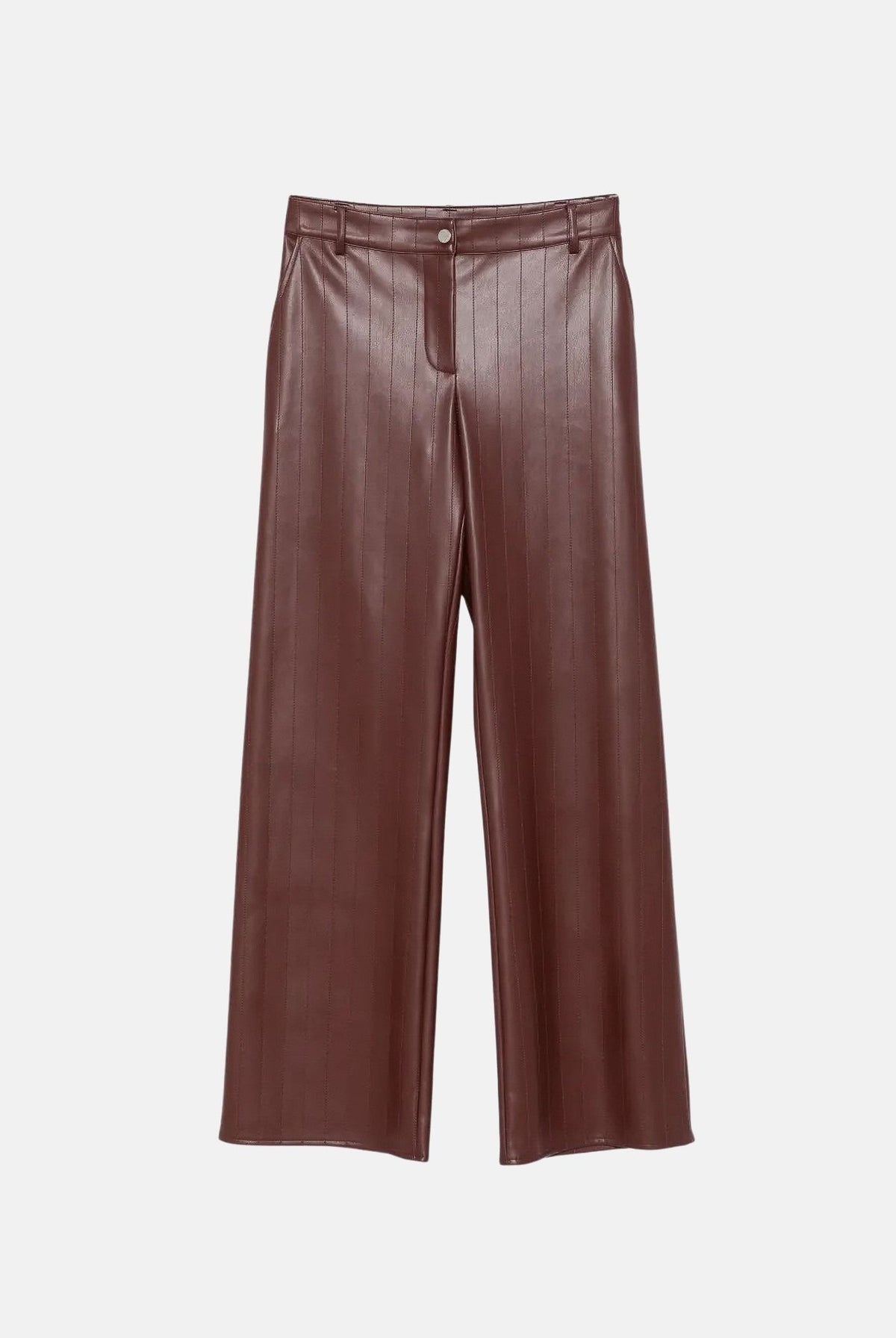 PATRIZIA PEPE Pantaloni eleganti wood brown-marrone da donna con chiusura frontale effetto pelle 8P0181E0004 B887 PATRIZIA PEPE