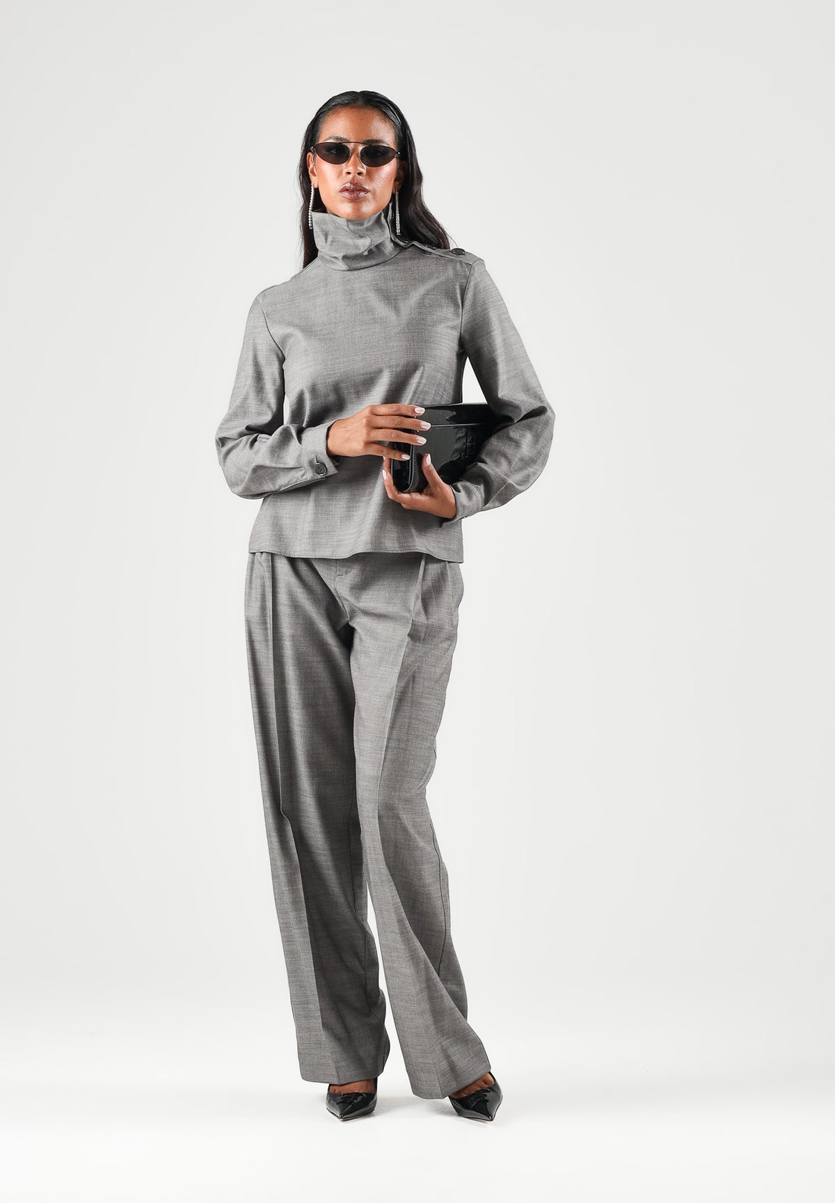 PATRIZIA PEPE Pantaloni eleganti gray flannel-grigio da donna con piega centrale stirata e chiusura nascosta. 8P0535C0250 S796 PATRIZIA PEPE