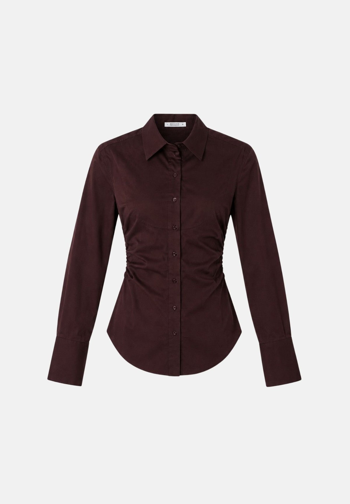 PATRIZIA PEPE Camicia manica lunga marrone per donna con linea aderente e dettaglio arricciato sul davanti. 8C0030C8004 B887 PATRIZIA PEPE