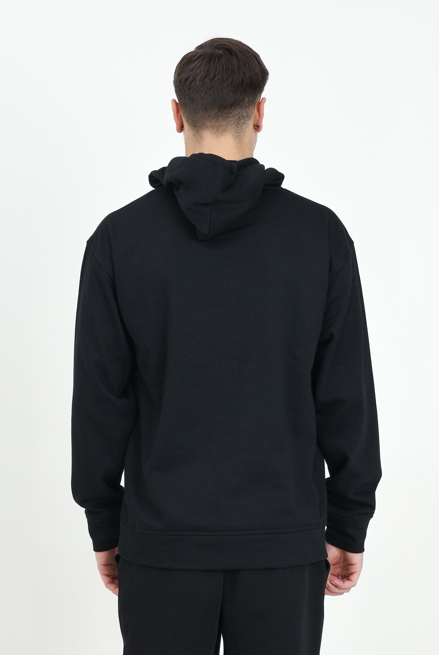 Felpa con cappuccio nera per uomo e donna rifinita da stampa logo PAVIDAS-HOODIE BLACK PAVIDAS