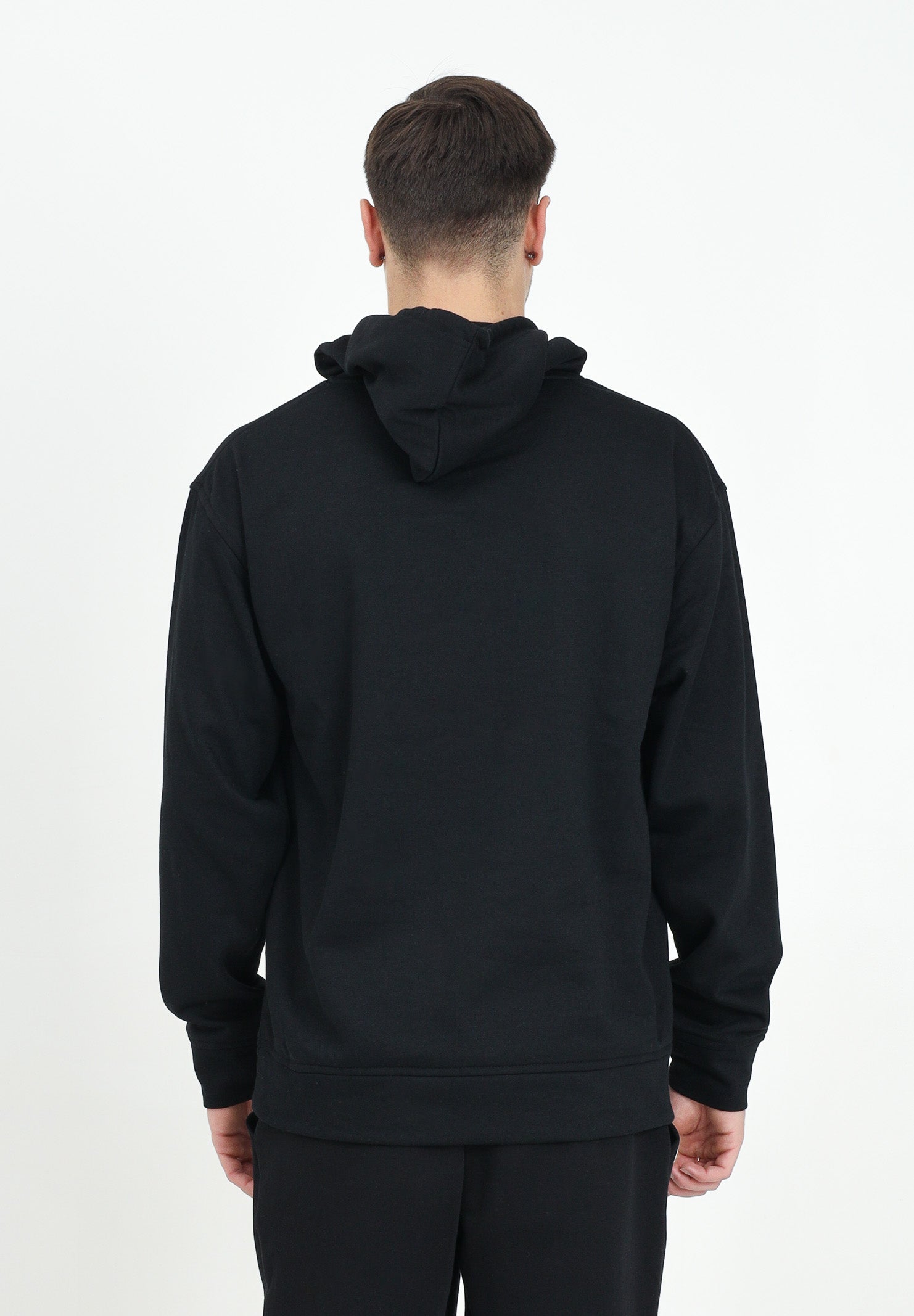 Felpa con cappuccio nera per uomo e donna rifinita da stampa logo PAVIDAS-HOODIE BLACK PAVIDAS