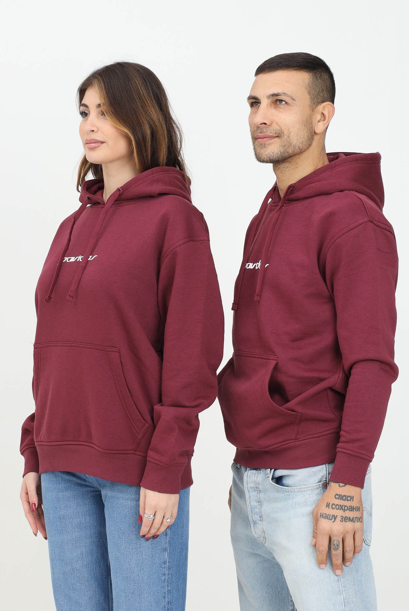 Felpa con cappuccio bordeaux per uomo e donna rifinita da stampa logo PAVIDAS-HOODIE BORDEAUX PAVIDAS