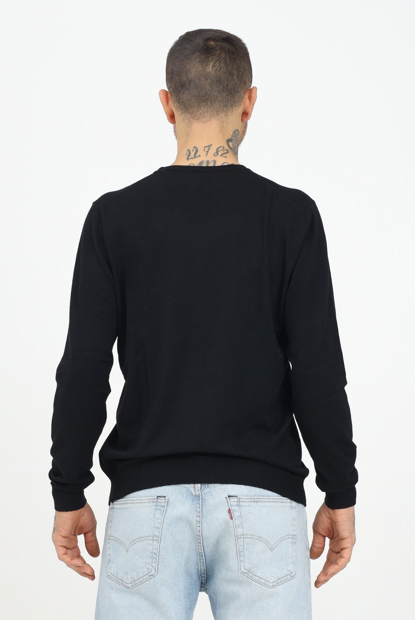 Maglioncino nero per uomo e donna con ricamo logo PAVIDAS-SWEATER BLACK PAVIDAS