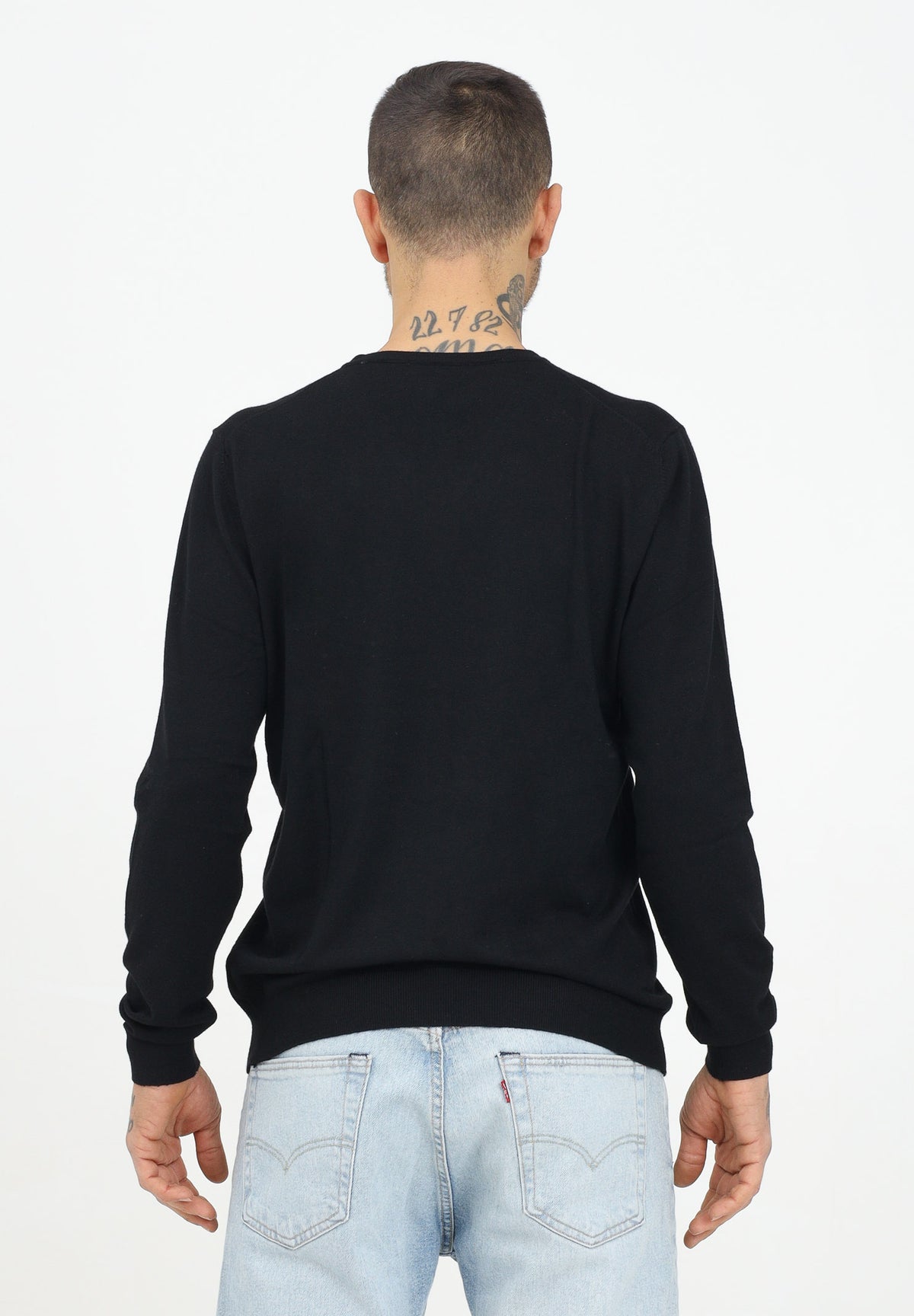PAVIDAS Maglioncino nero per uomo e donna con ricamo logo PAVIDAS-SWEATER BLACK PAVIDAS