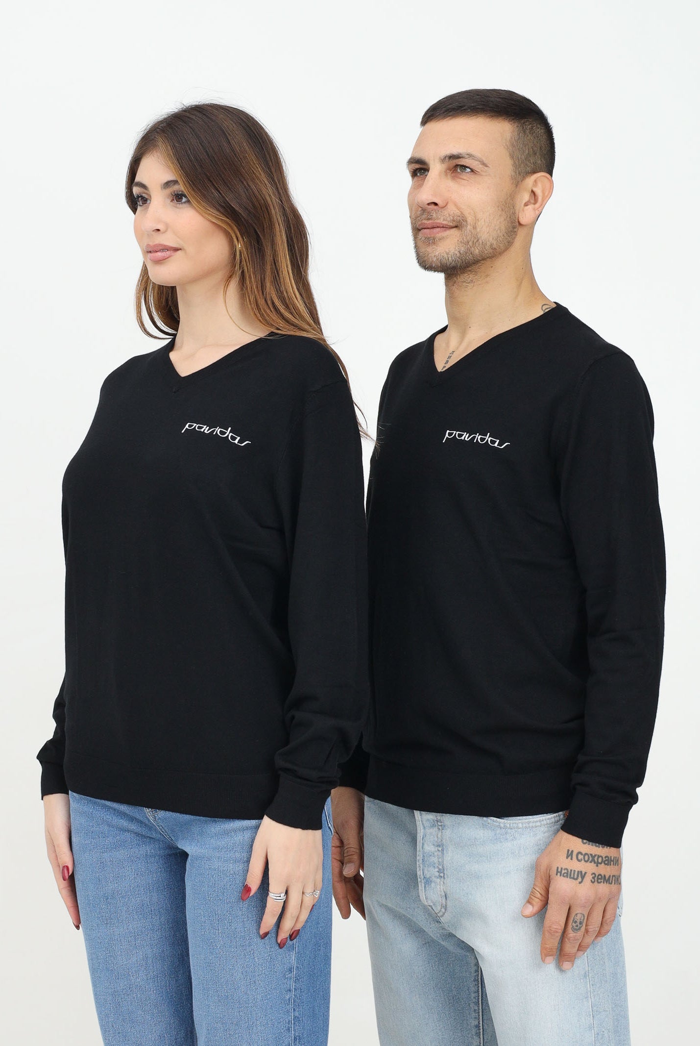 Maglioncino nero per uomo e donna con ricamo logo PAVIDAS-SWEATER BLACK PAVIDAS