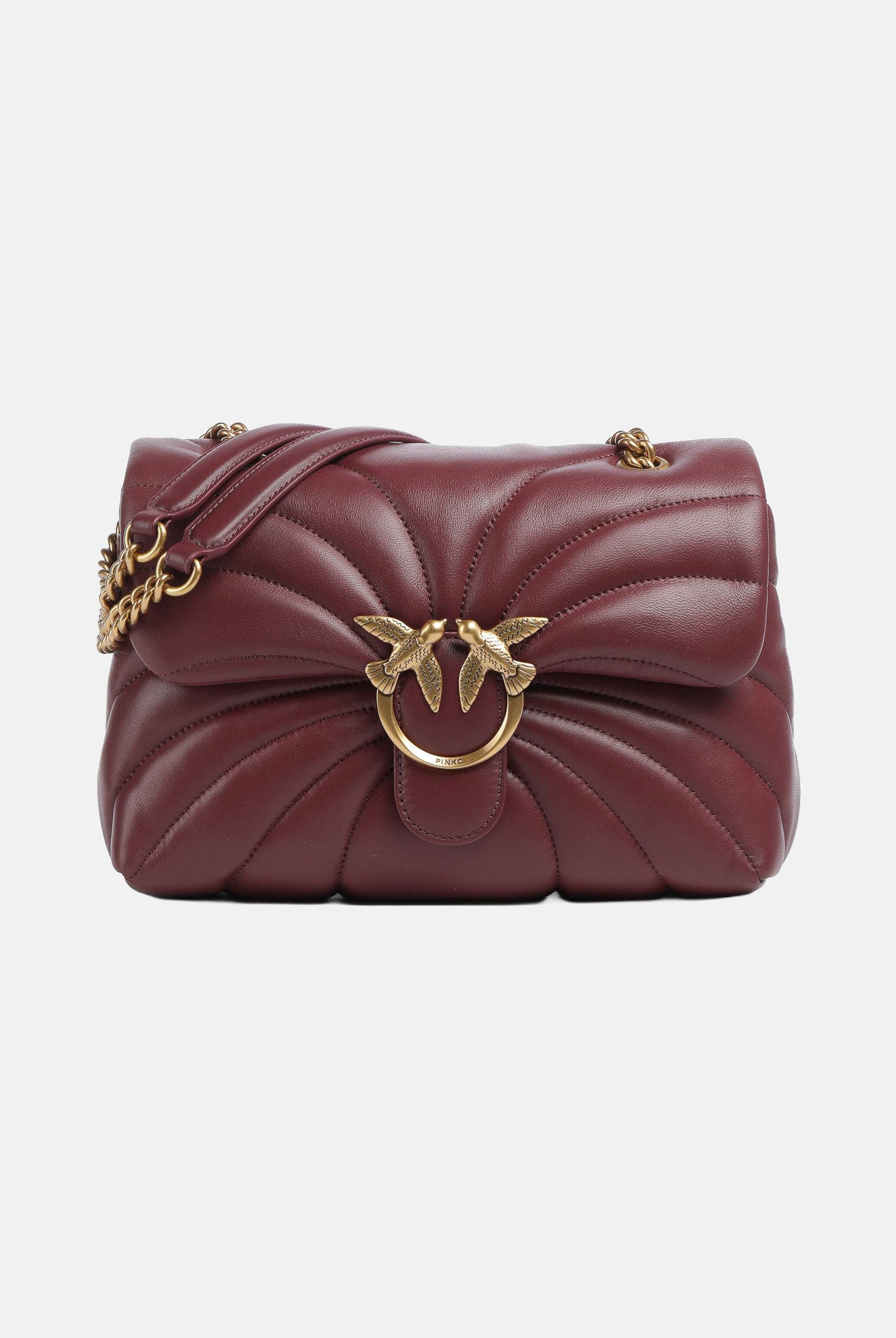 PINKO Borsa a tracolla LOVE PUFF CLASSIC CL ribes-intenso bordeaux da donna con motivo trapuntato Butterfly. 100038A1EX WW5Q PINKO