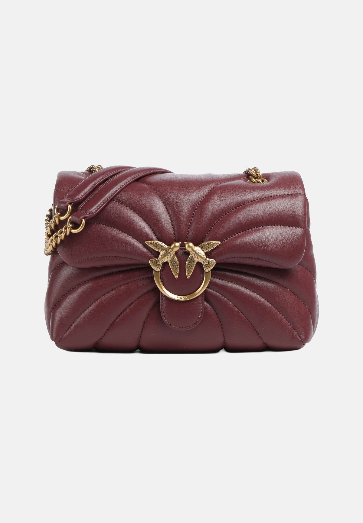 PINKO Borsa a tracolla LOVE PUFF CLASSIC CL ribes-intenso bordeaux da donna con motivo trapuntato Butterfly. 100038A1EX WW5Q PINKO