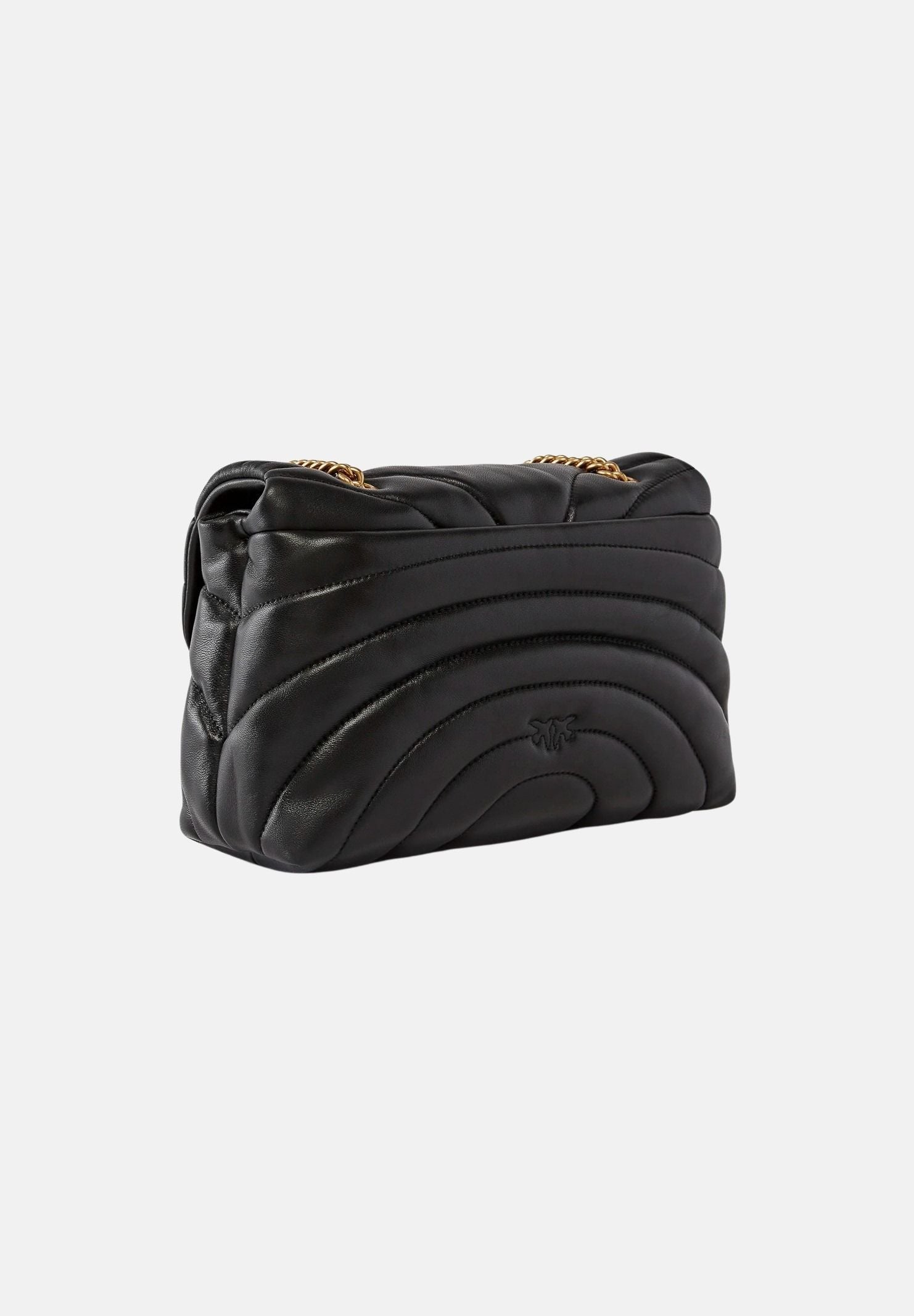 PINKO Borsa LOVE PUFF CLASSIC CL Nero Antique Gold da donna con motivo trapuntato Butterfly. 100038A1EX Z99Q PINKO