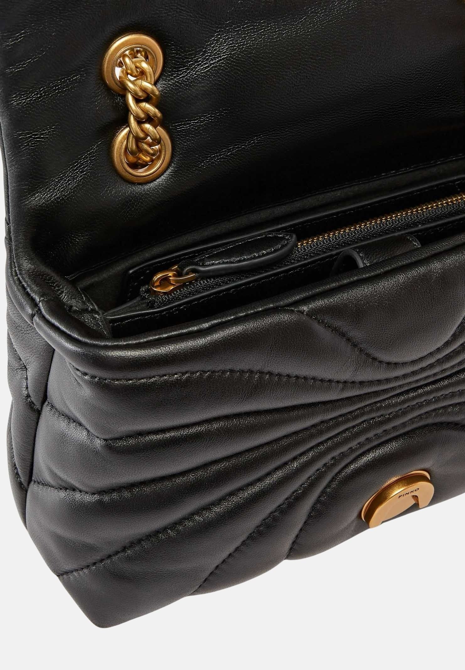 PINKO Borsa LOVE BAG PUFF BUTTERFLY MINI in nappa nera da donna con trapuntatura butterfly 100039A1EX Z99Q PINKO