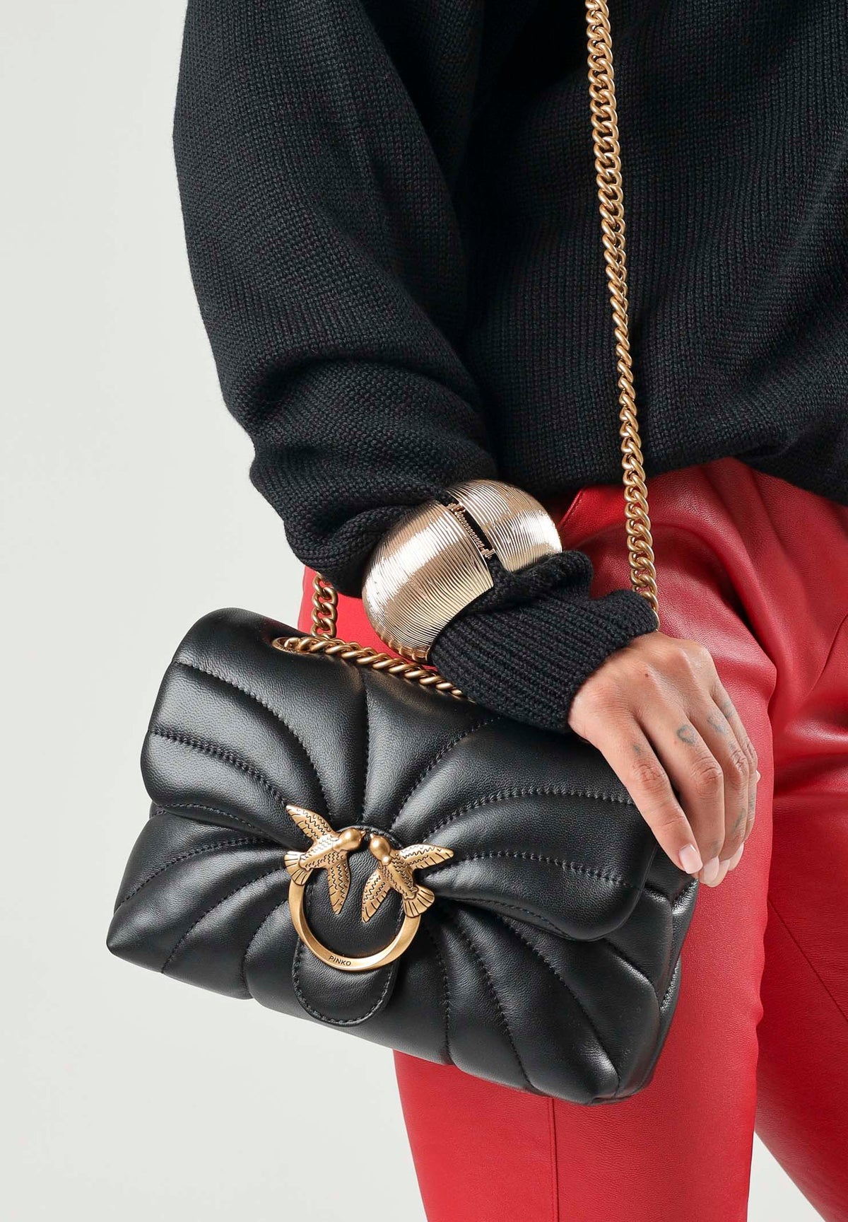 PINKO Borsa LOVE BAG PUFF BUTTERFLY MINI in nappa nera da donna con trapuntatura butterfly 100039A1EX Z99Q PINKO