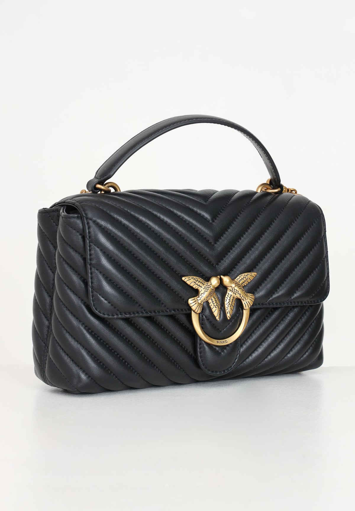 PINKO Borsa a mano Classic Love Bag Puff nera da donna con motivo chevron. 100043A0GK Z99Q PINKO