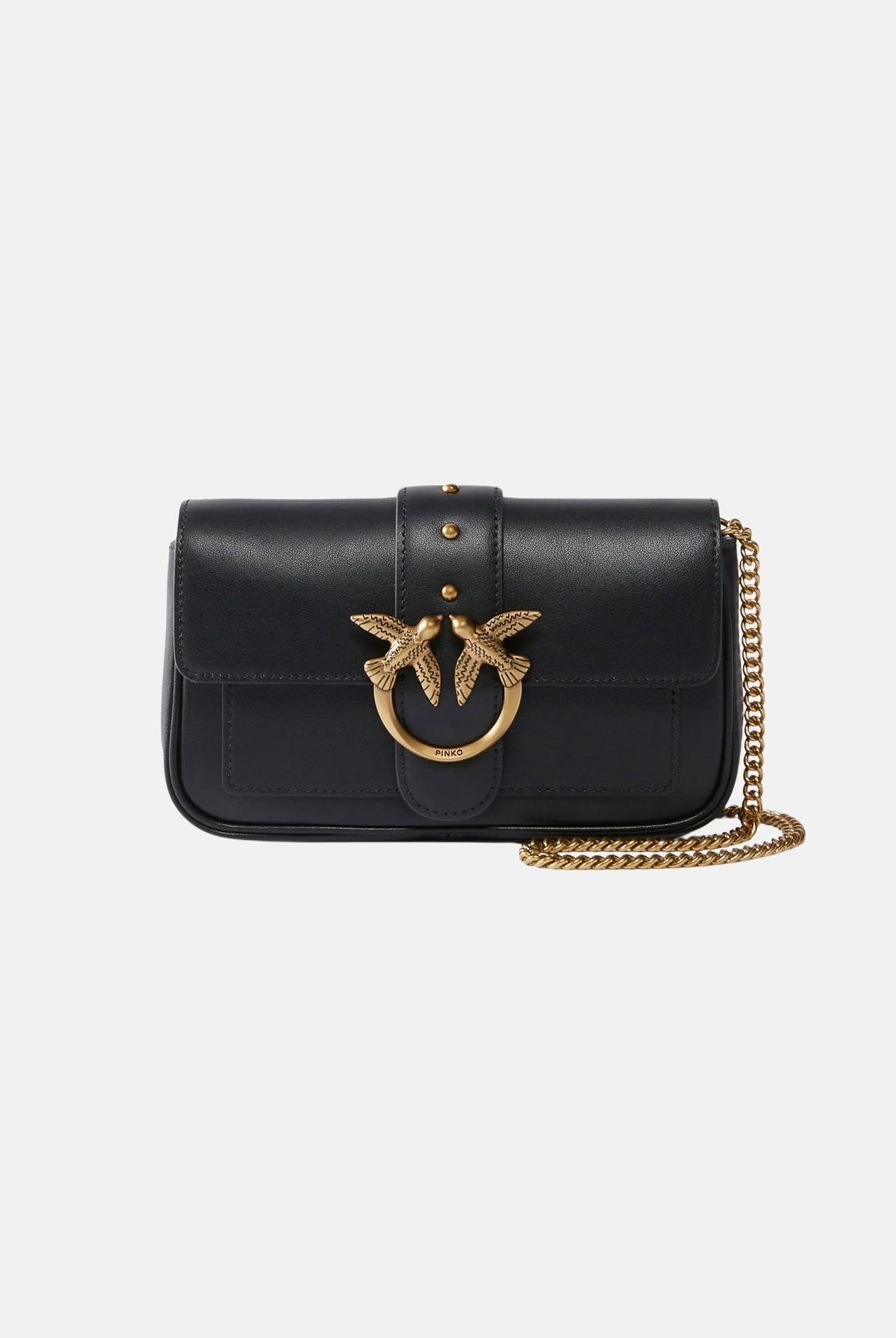 PINKO Borsa LOVE ONE POCKET nero-antique gold da donna con chiusura gioiello<BR/> 100061A0F1 Z99Q PINKO