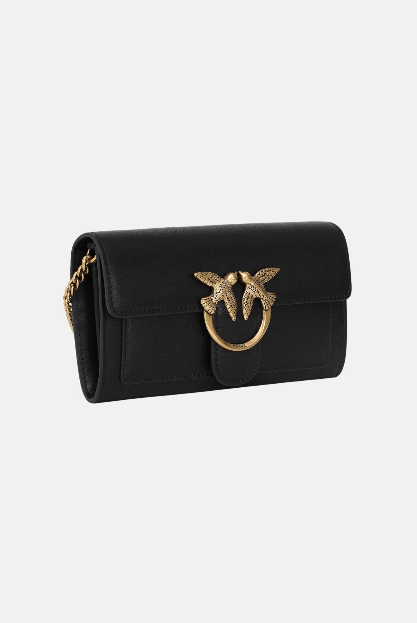 PINKO Borsa LOVE ONE WALLET C mini a tracolla Nero Antique Gold da donna 100062A0F1 Z99Q PINKO