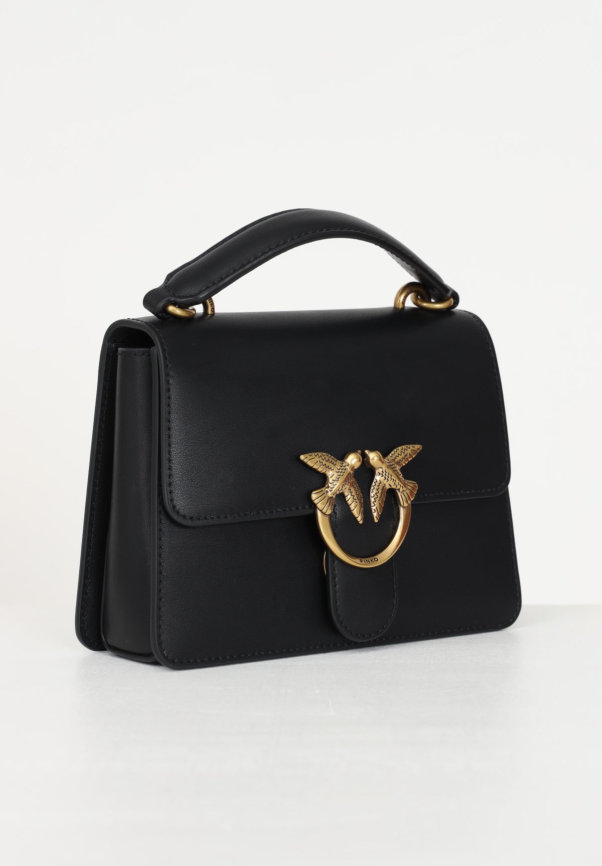 PINKO Borsa a mano Mini Love Bag One Top Handle Light nera da donna con finitura liscia 100071A0F1 Z99Q PINKO