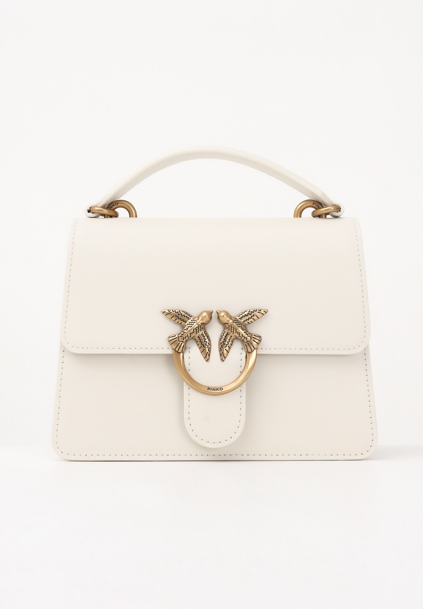 PINKO Borsa a mano Mini Love Bag One Top Handle Light panna da donna con finitura liscia 100071A0F1 Z14Q PINKO