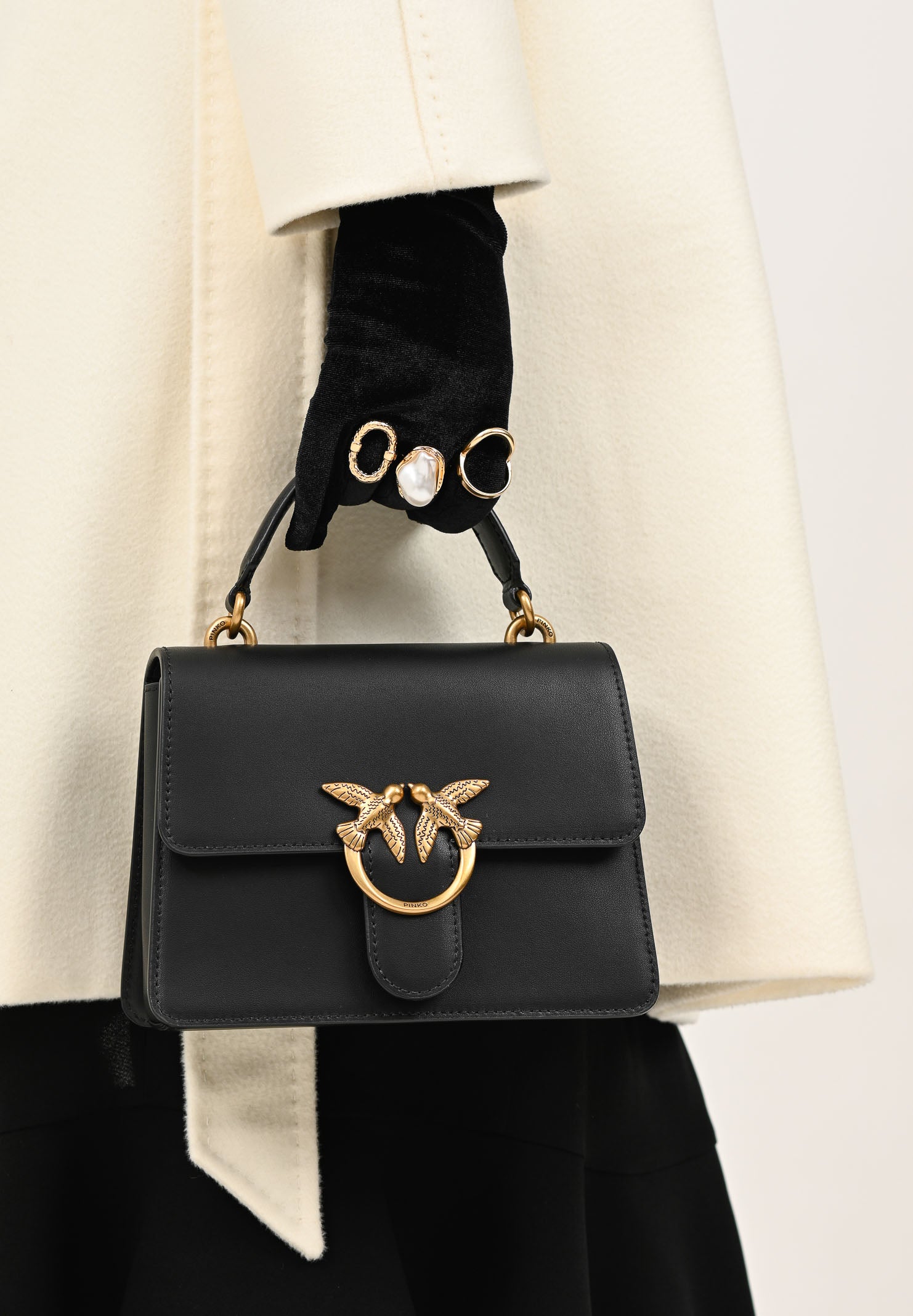 PINKO Borsa a mano Mini Love Bag One Top Handle Light nera da donna 100071A0F1 Z99Q PINKO