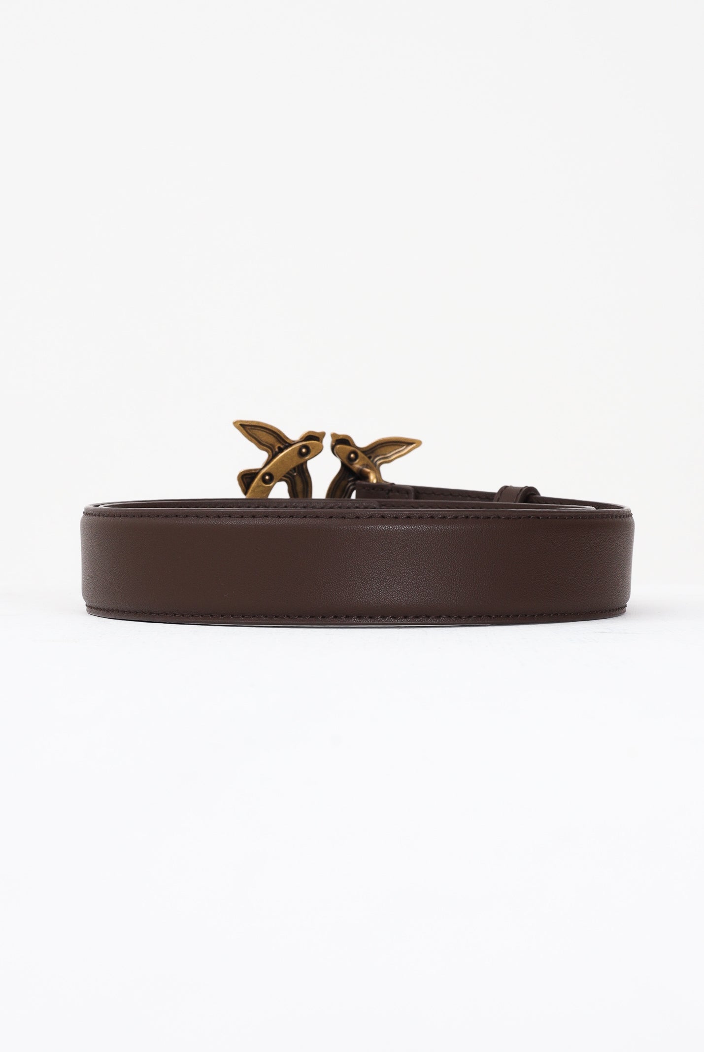 PINKO Cintura Love Birds in morbida pelle mano seta marrone da donna 100125A0F1 L74Q PINKO