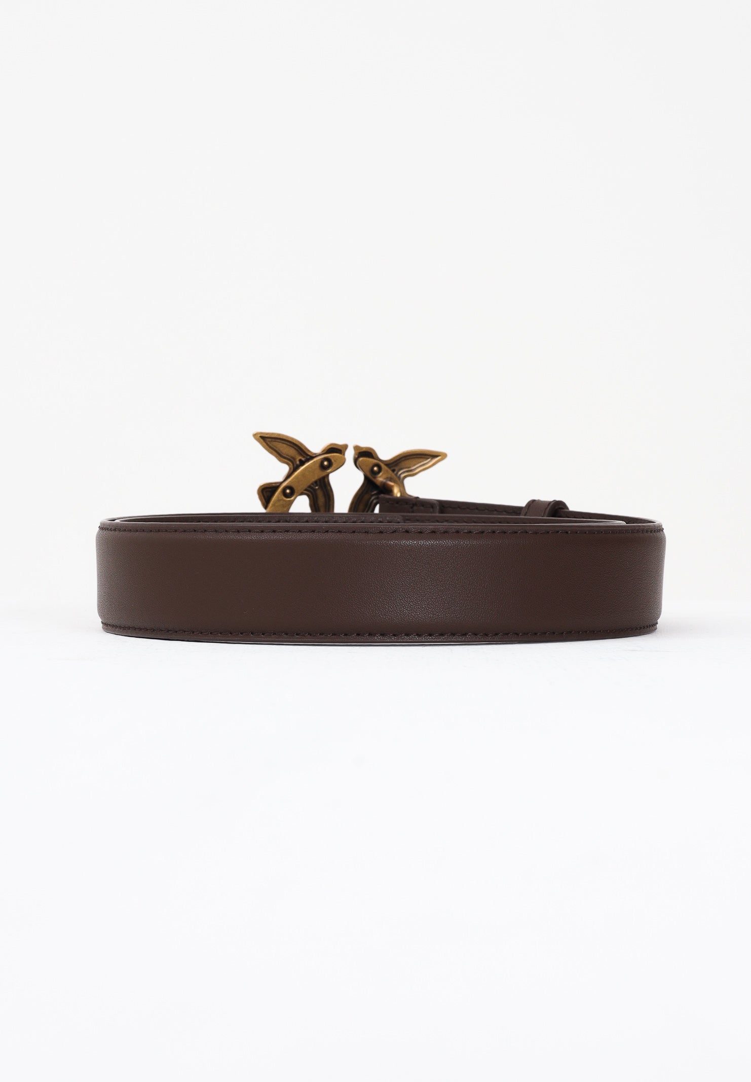 PINKO Cintura Love Birds in morbida pelle mano seta marrone da donna 100125A0F1 L74Q PINKO
