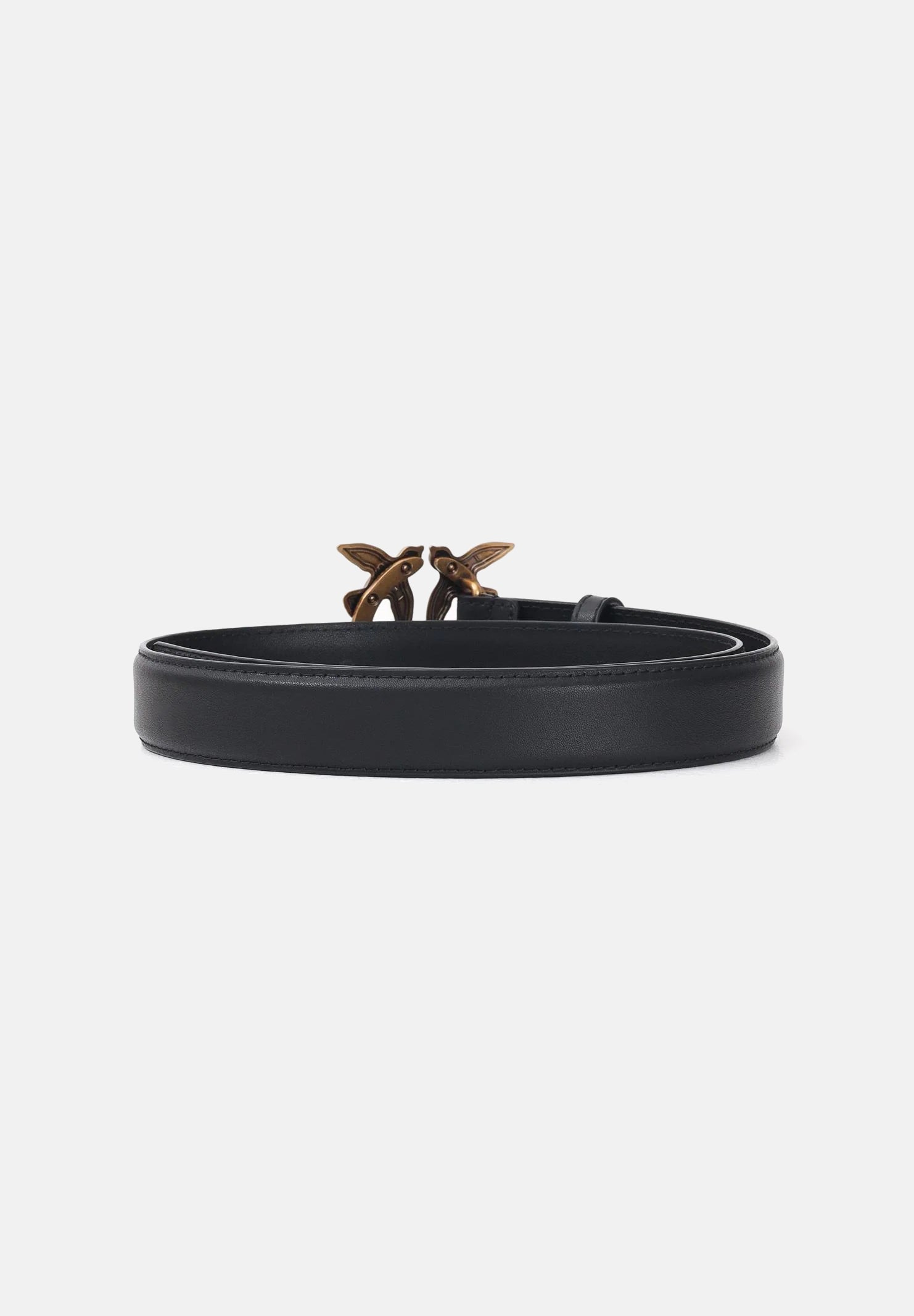 PINKO Cintura Love Birds in morbida pelle mano seta nera da donna 100125A0F1 Z99Q PINKO