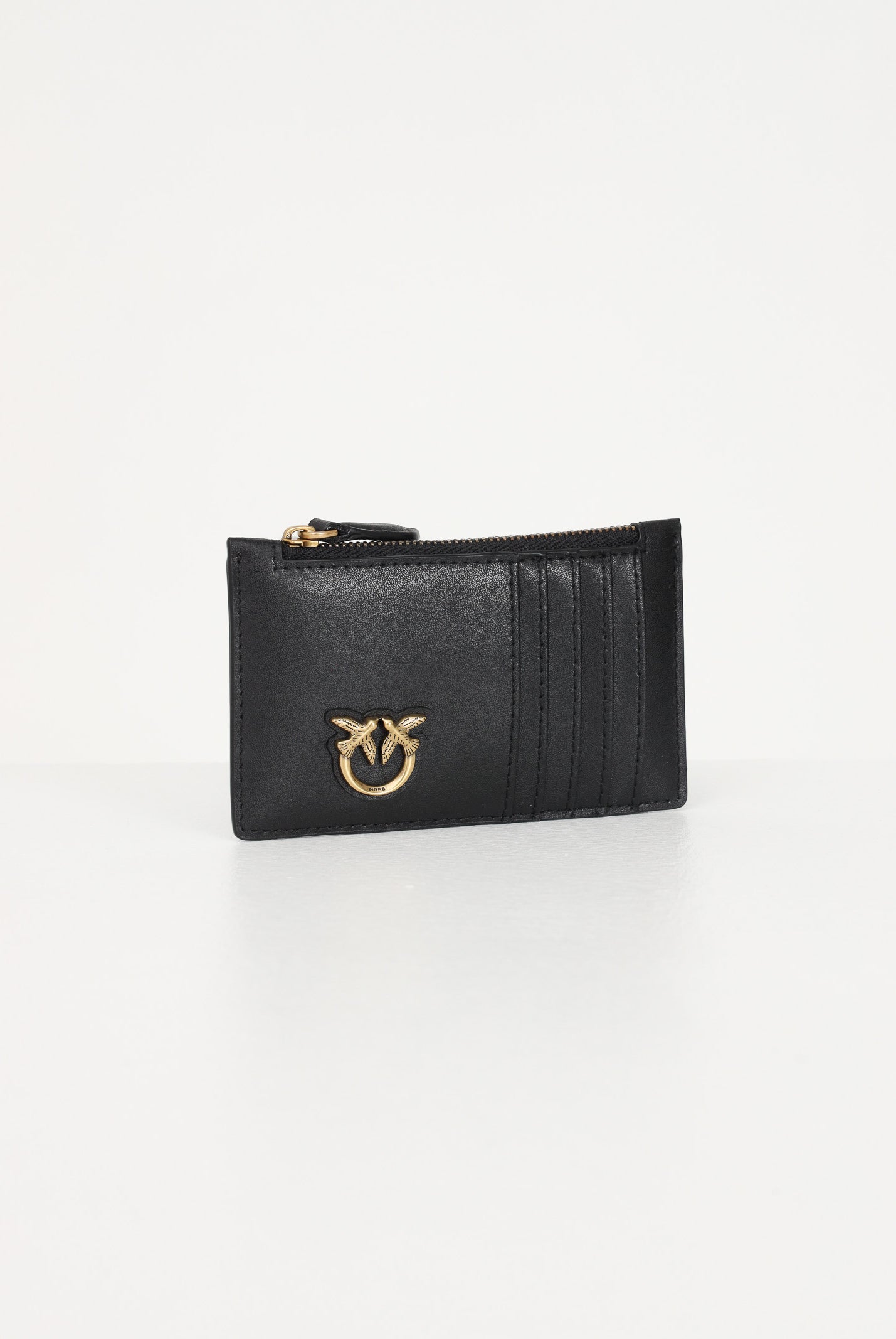 PINKO Porta carte in morbida pelle mano seta nero da donna 100251A0F1 Z99Q PINKO