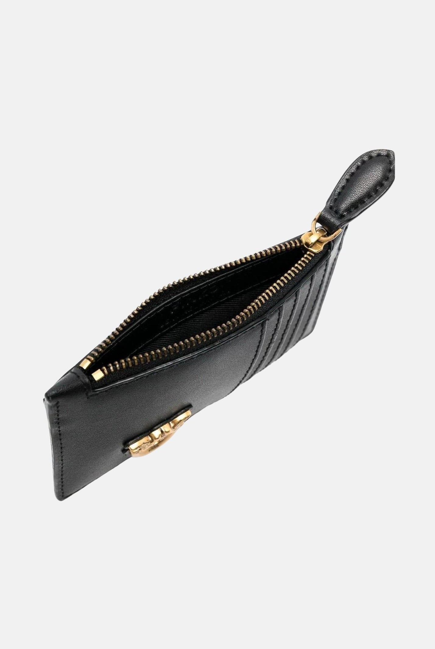 PINKO Porta carte AIRONE in morbida pelle mano seta nero da donna con logo LOVE BIRD 100251A0F1 Z99Q PINKO