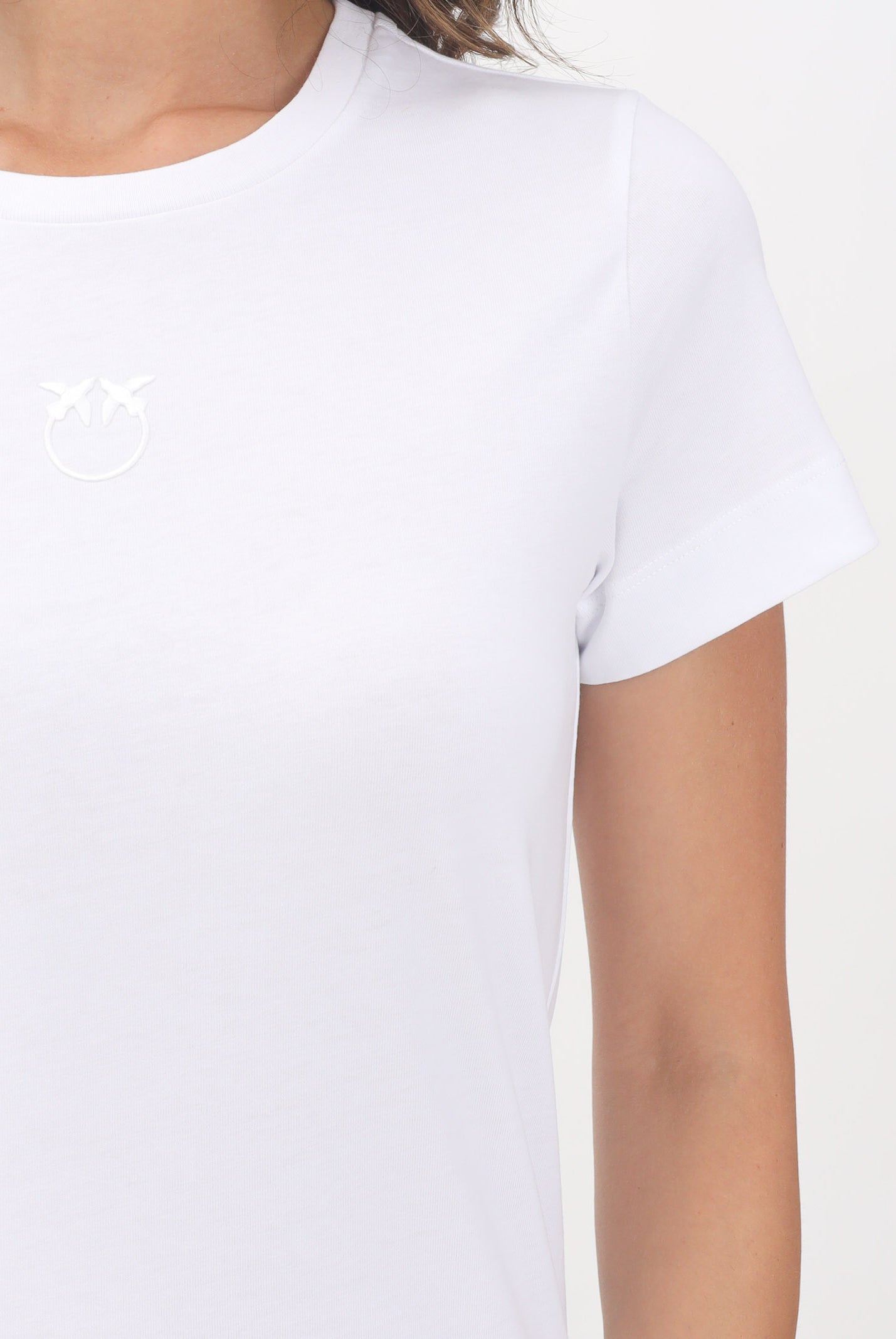 PINKO T-shirt a manica corta bianca da donna con logo 100355A2RD Z04 PINKO