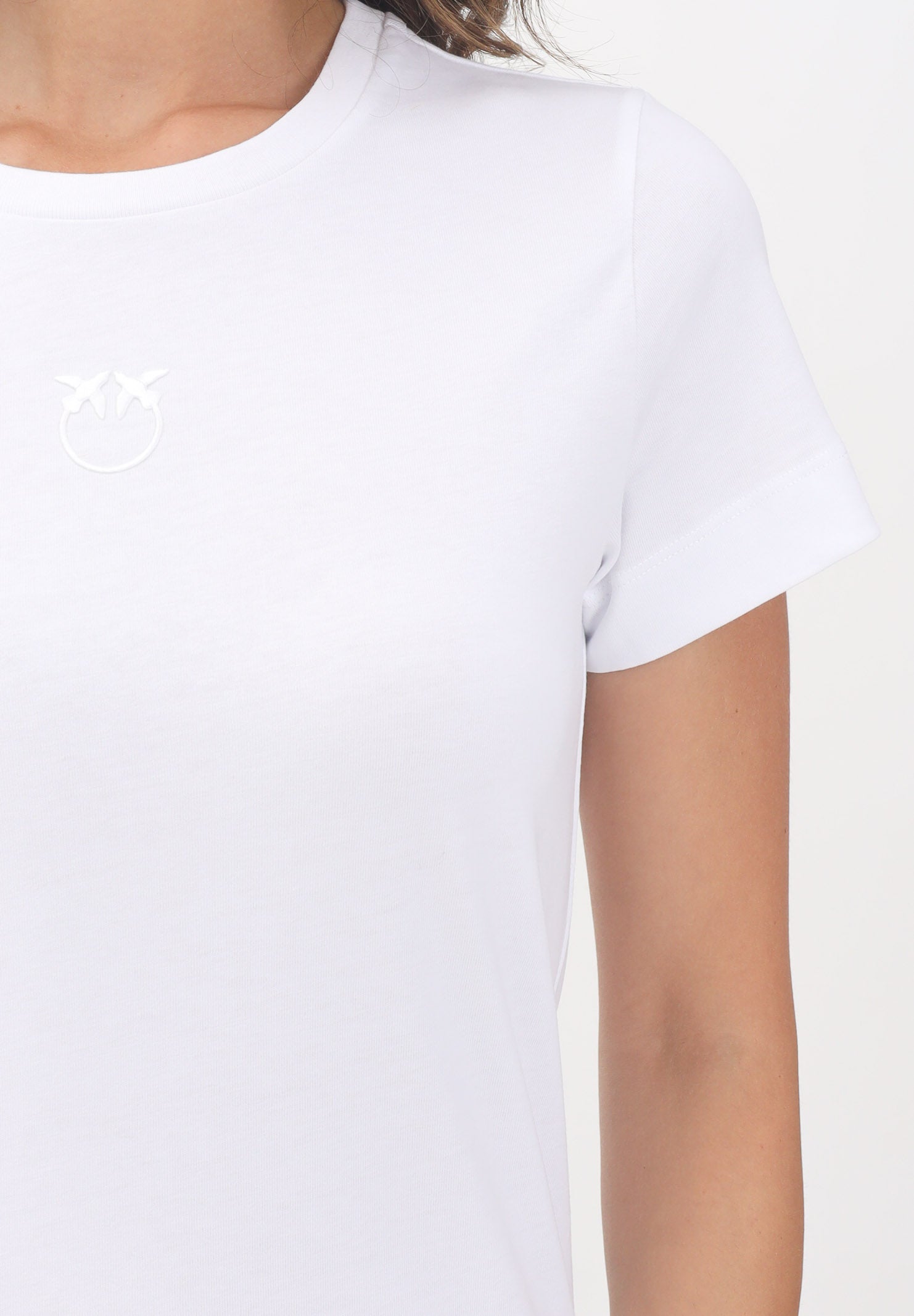 PINKO T-shirt a manica corta bianca da donna con logo 100355A2RD Z04 PINKO