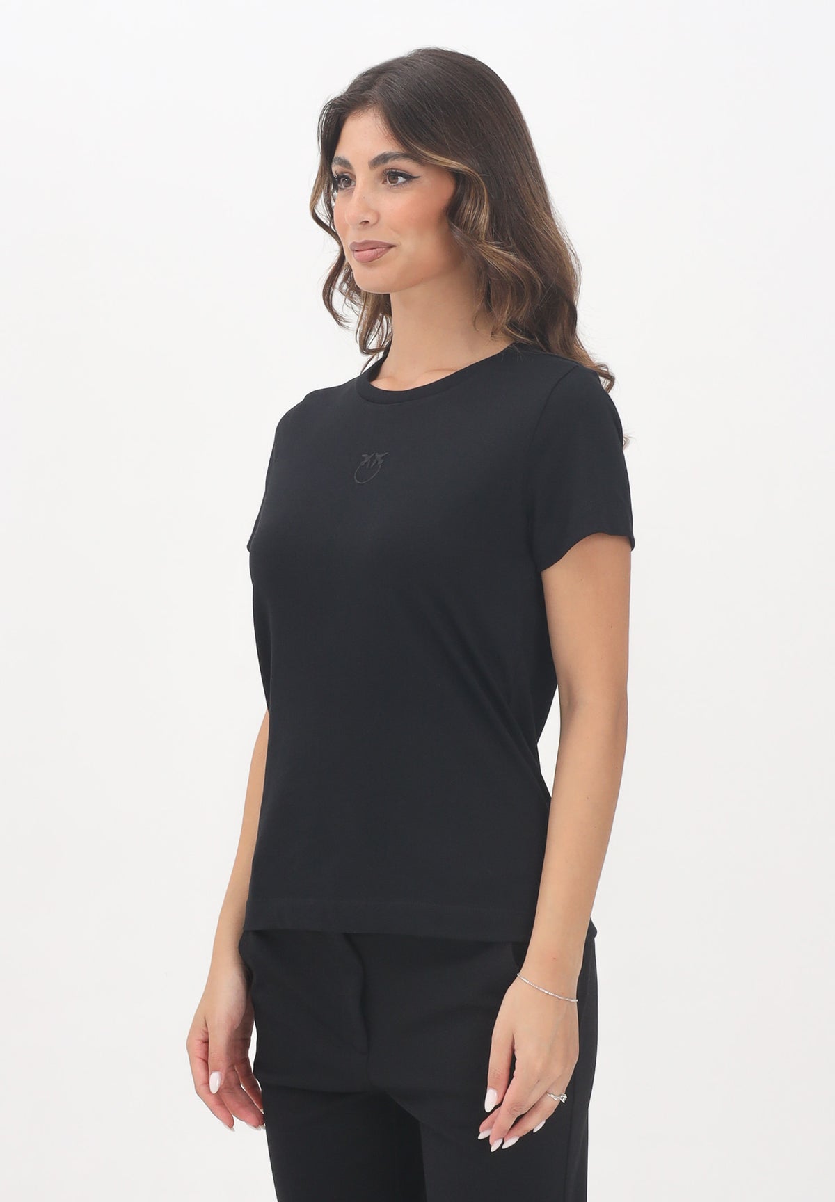 PINKO T-shirt a manica corta nera da donna con logo 100355A2RD Z99 PINKO