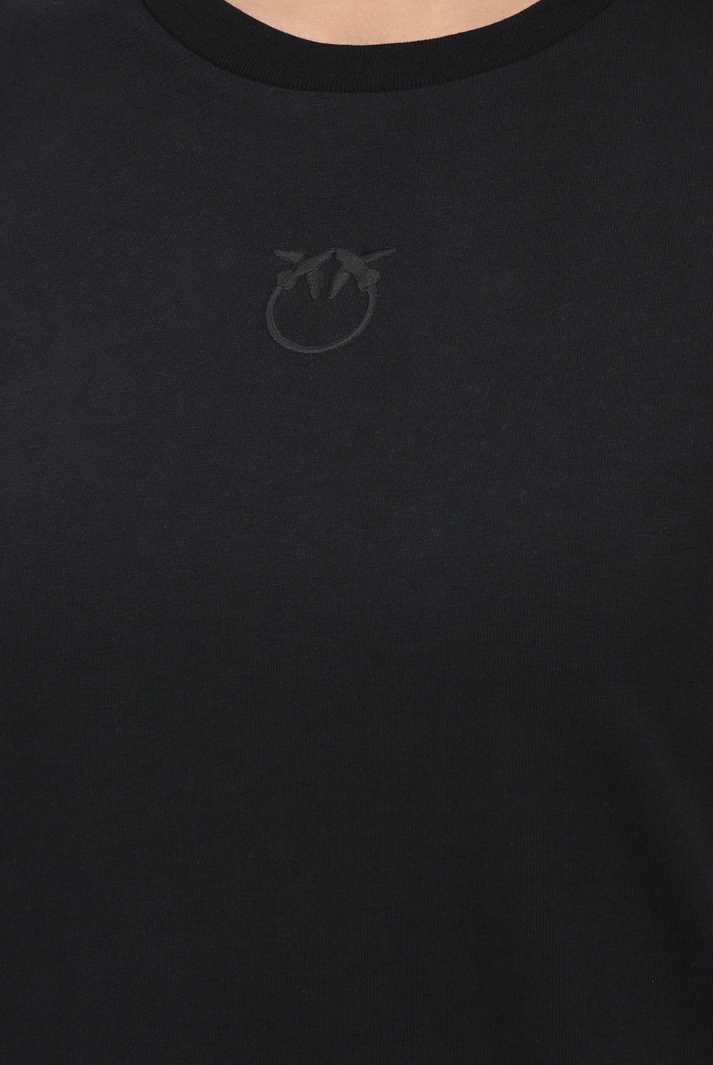 PINKO T-shirt a manica corta nera da donna con ricamo logo Love Birds 100355A339 Z99 PINKO