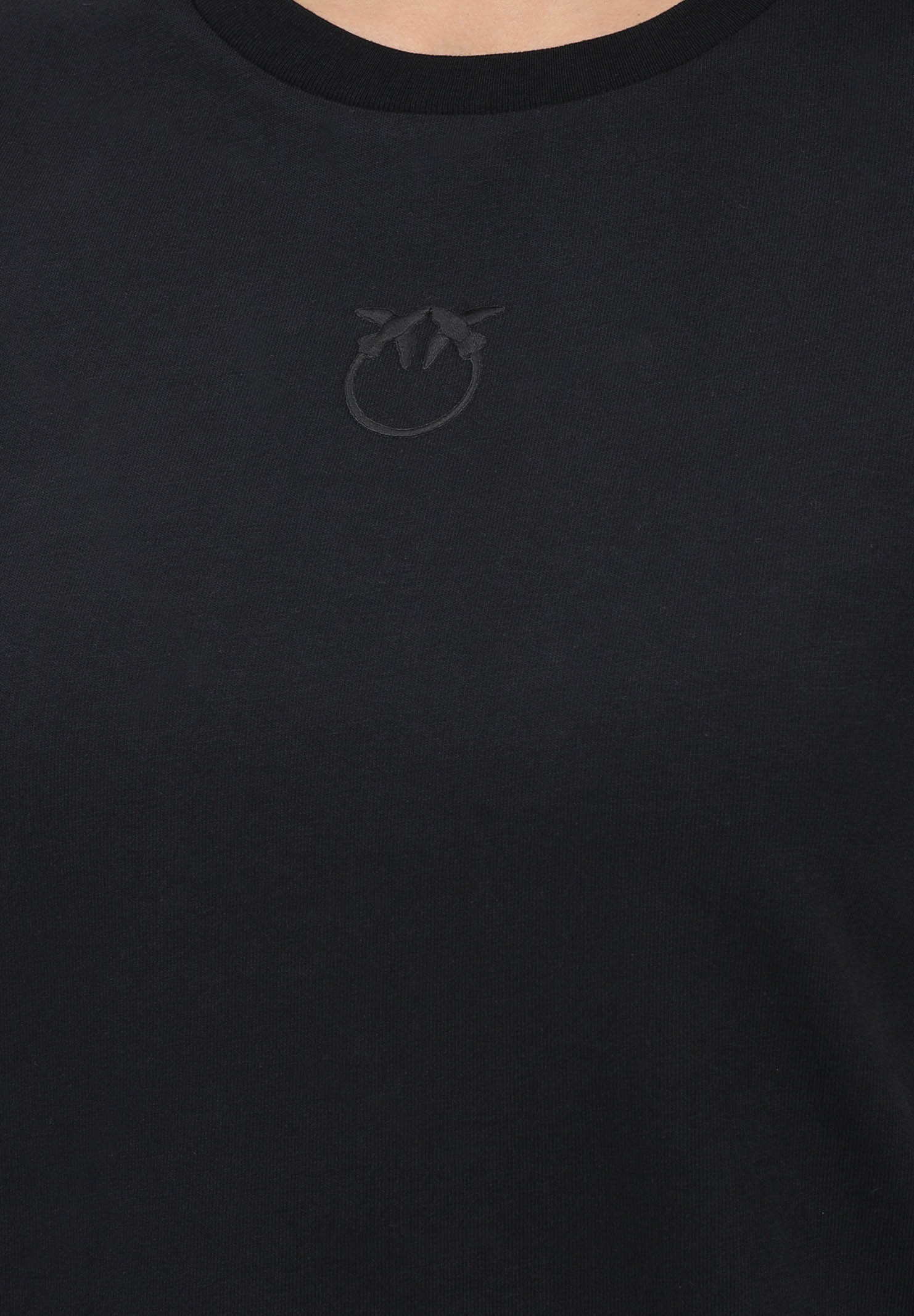 PINKO T-shirt a manica corta nera da donna con ricamo logo Love Birds 100355A339 Z99 PINKO
