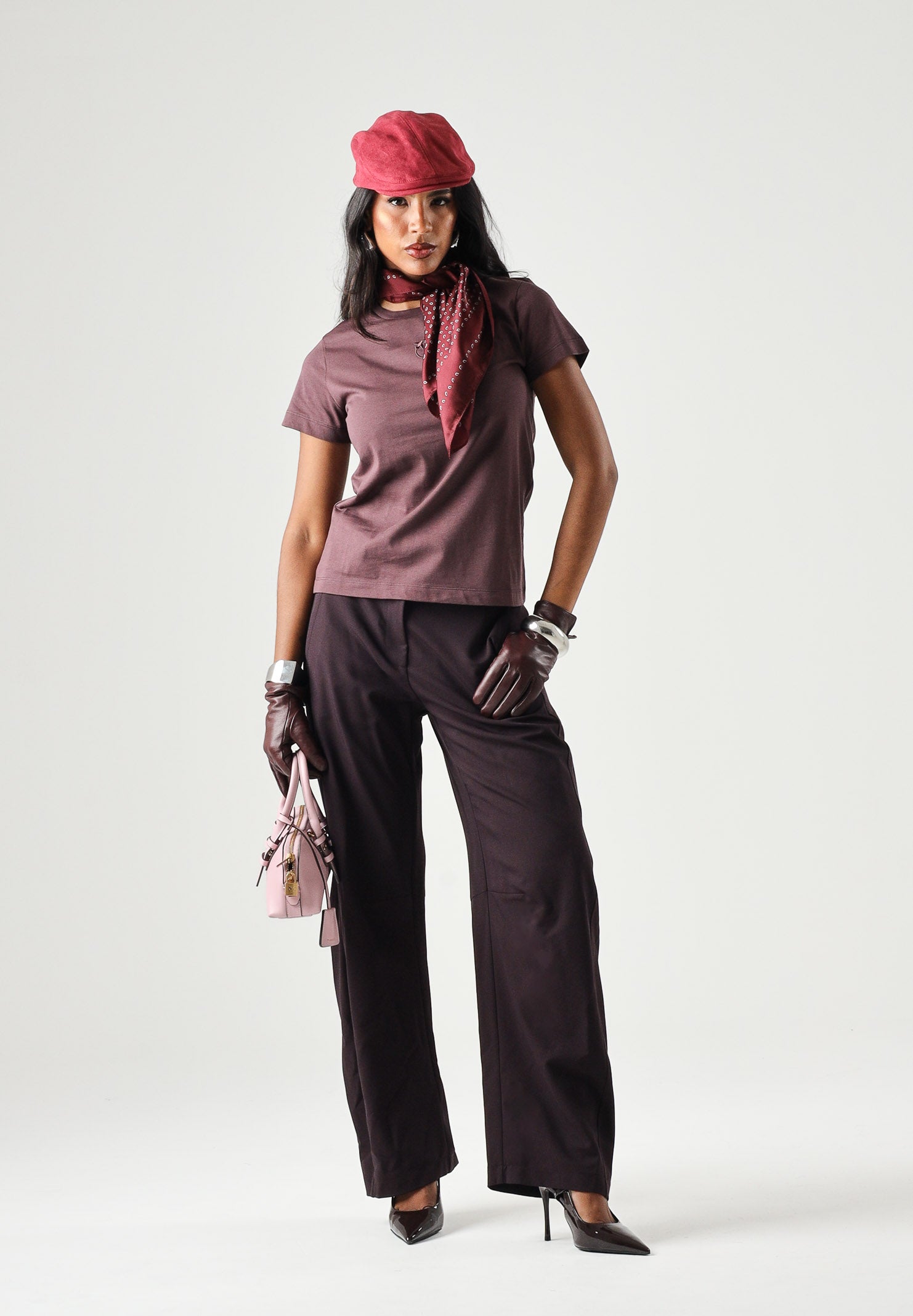 PINKO T-shirt BUSSOLOTTO Bordeaux scuro da donna con logo LOVE BIRDS 100355A3HM RR7 PINKO