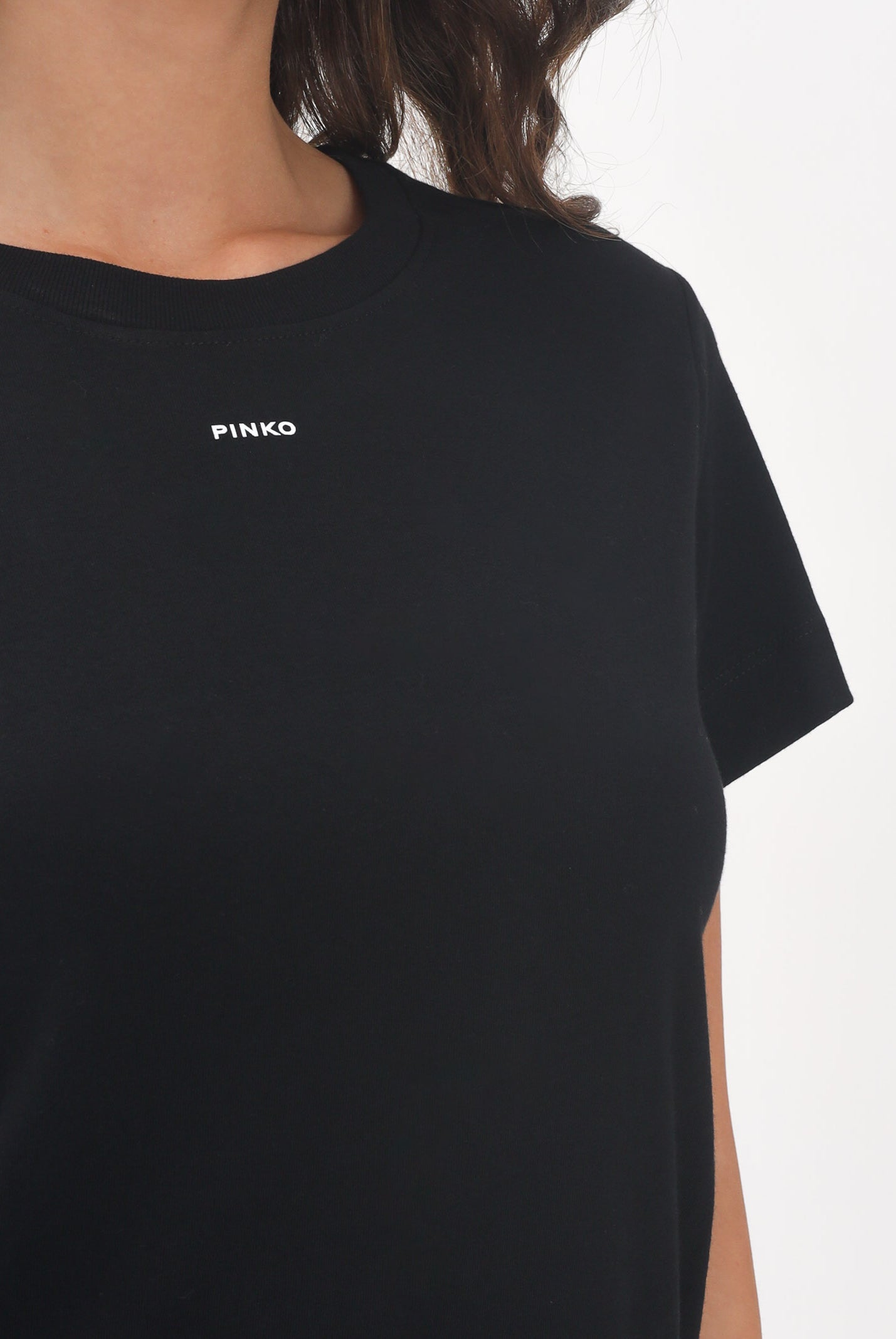 PINKO T-shirt a manica corta nera da donna con logo 100373A2RE Z99 PINKO