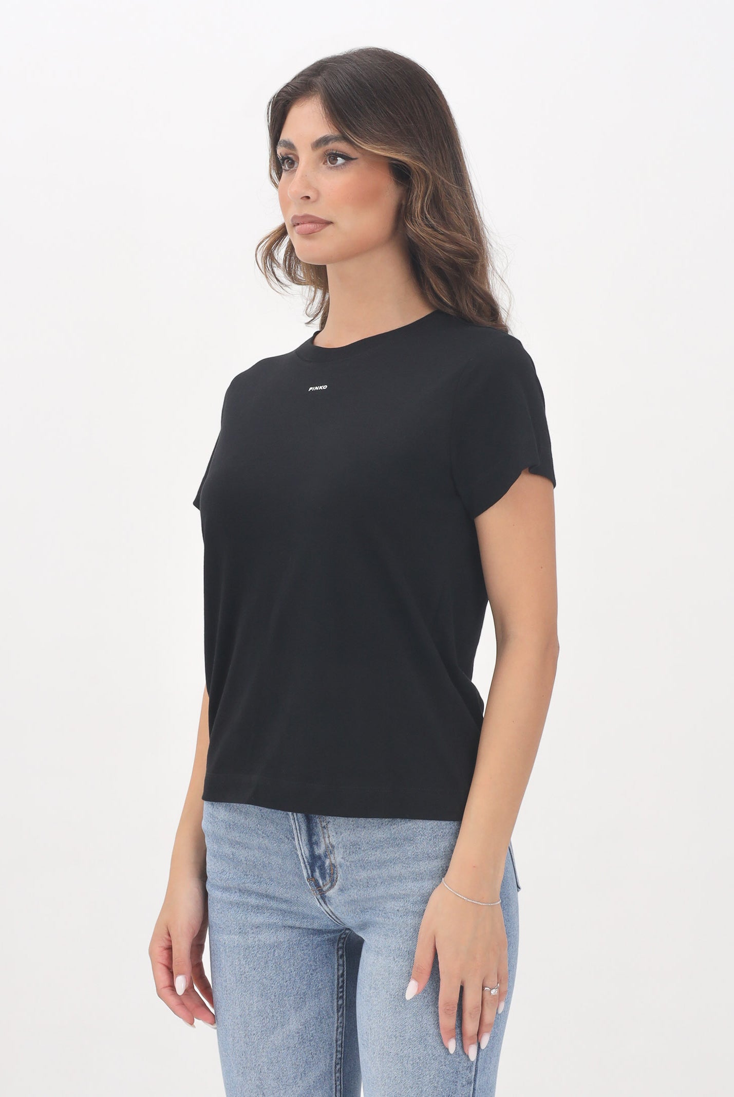 PINKO T-shirt a manica corta nera da donna con logo 100373A2RE Z99 PINKO