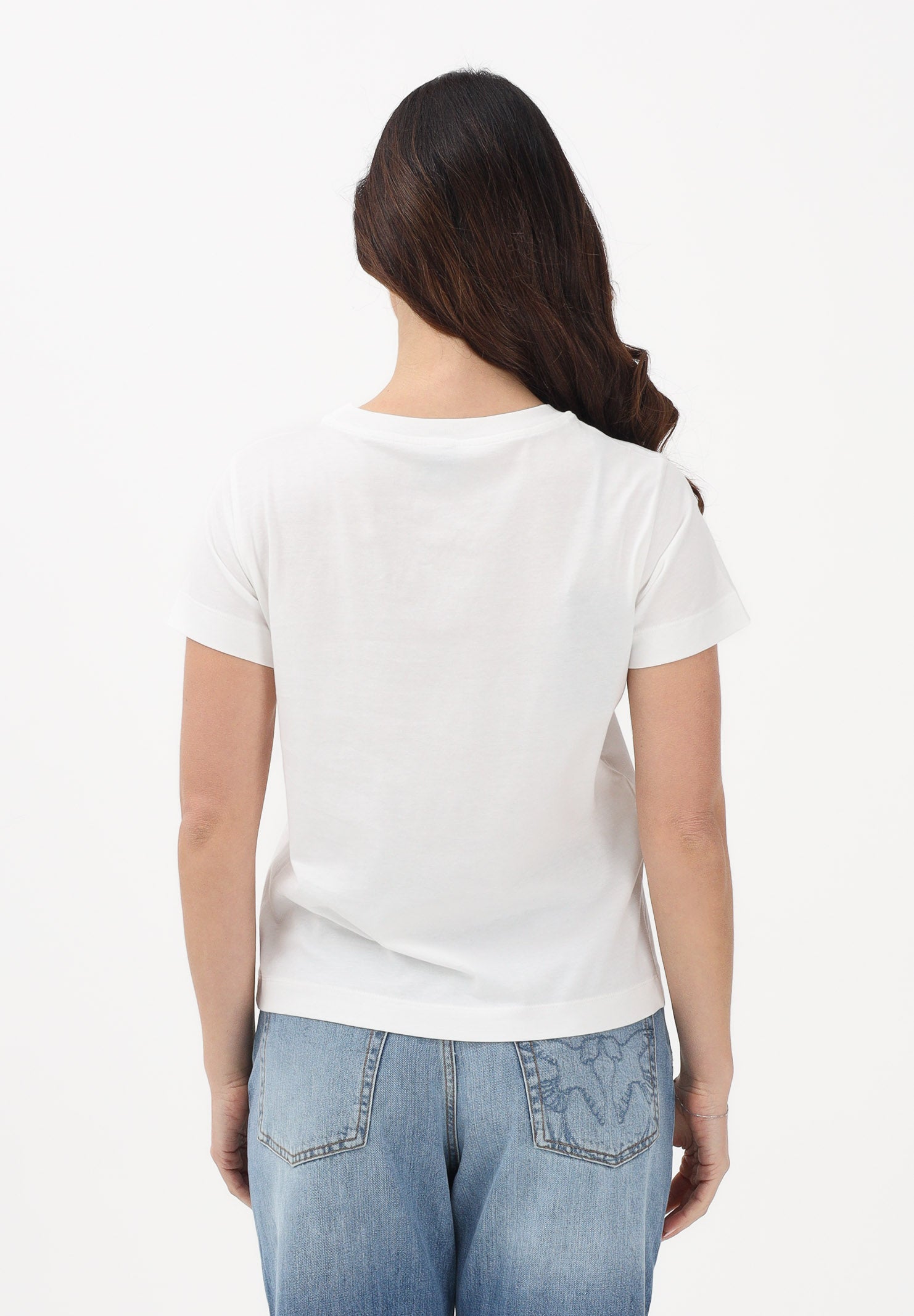 PINKO T-shirt a manica corta bianca da donna con logo 100373A34F Z05 PINKO