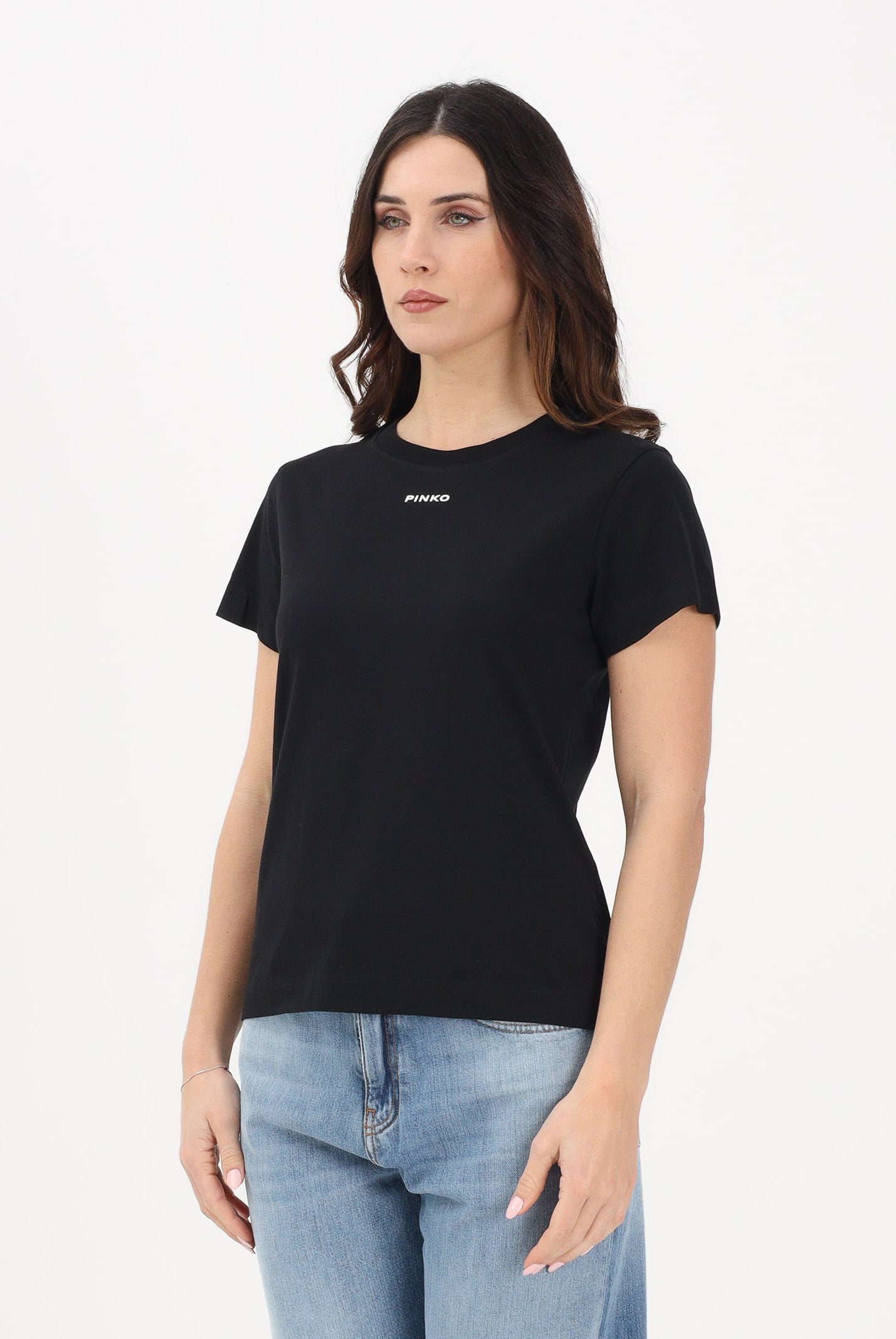 PINKO T-shirt a manica corta nera da donna con logo 100373A34F Z99 PINKO