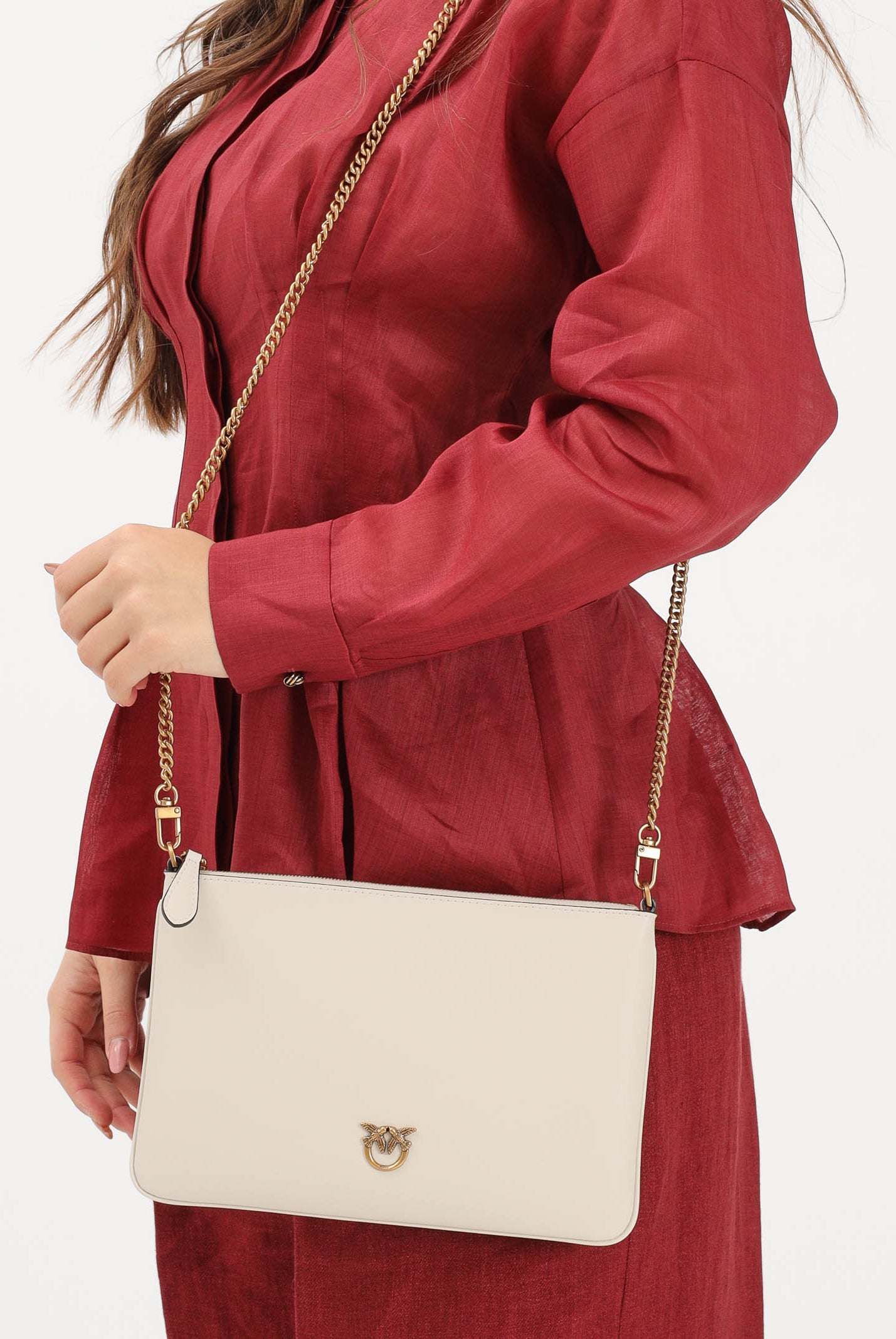 PINKO Pochette Classic Flat Love Bag Simply panna da donna 100455A0F1 Z14Q PINKO
