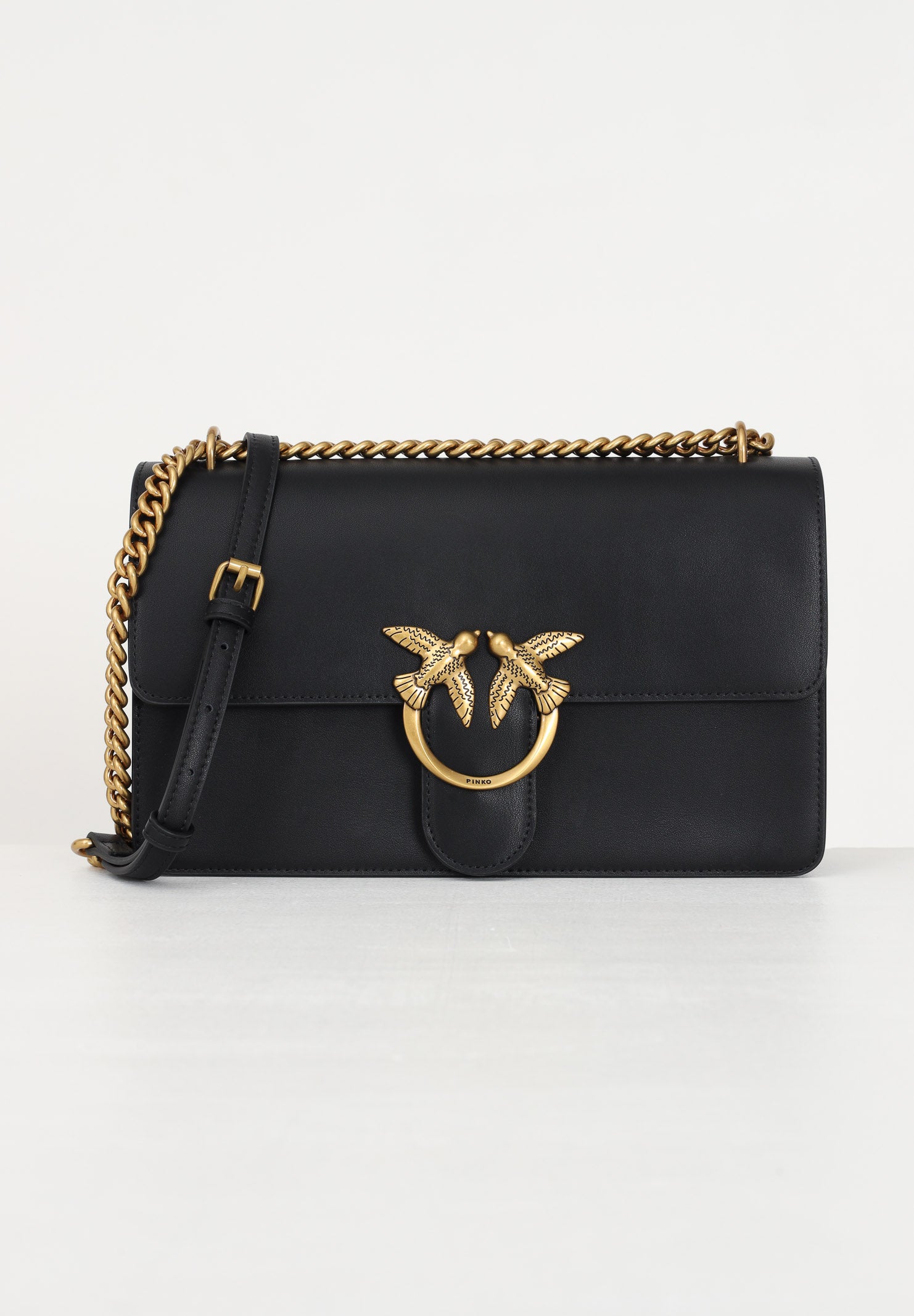 PINKO Borsa a tracolla Classic Love Bag One nera da donna con finitura liscia 100941A0F1 Z99Q PINKO
