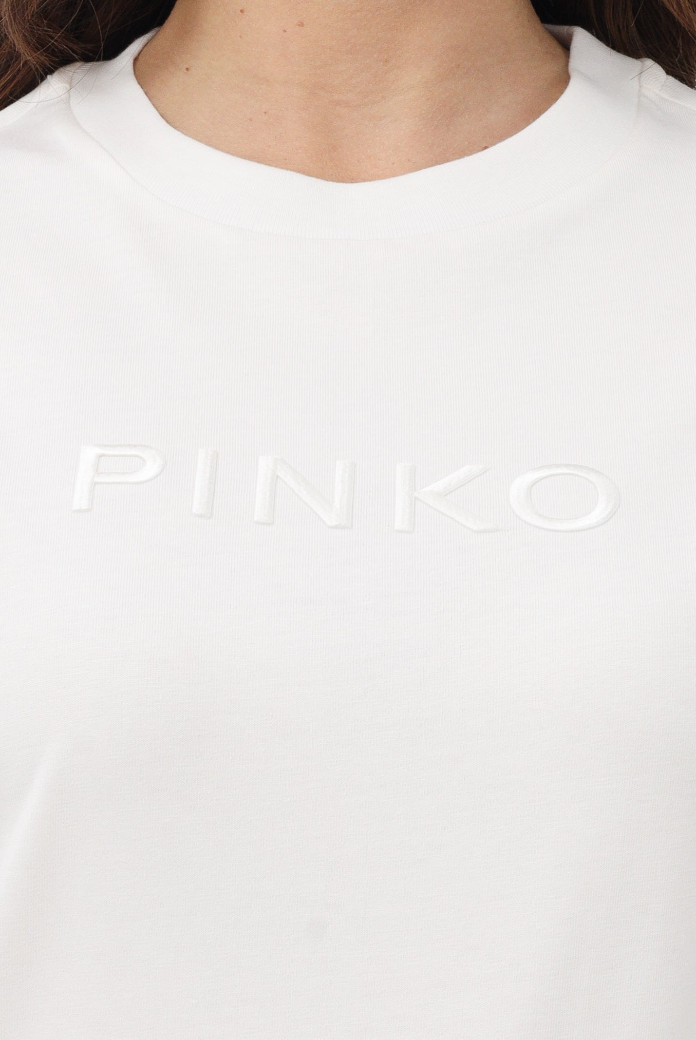 PINKO T-shirt a manica corta bianca da donna con ricamo logo 101752A339 Z05 PINKO