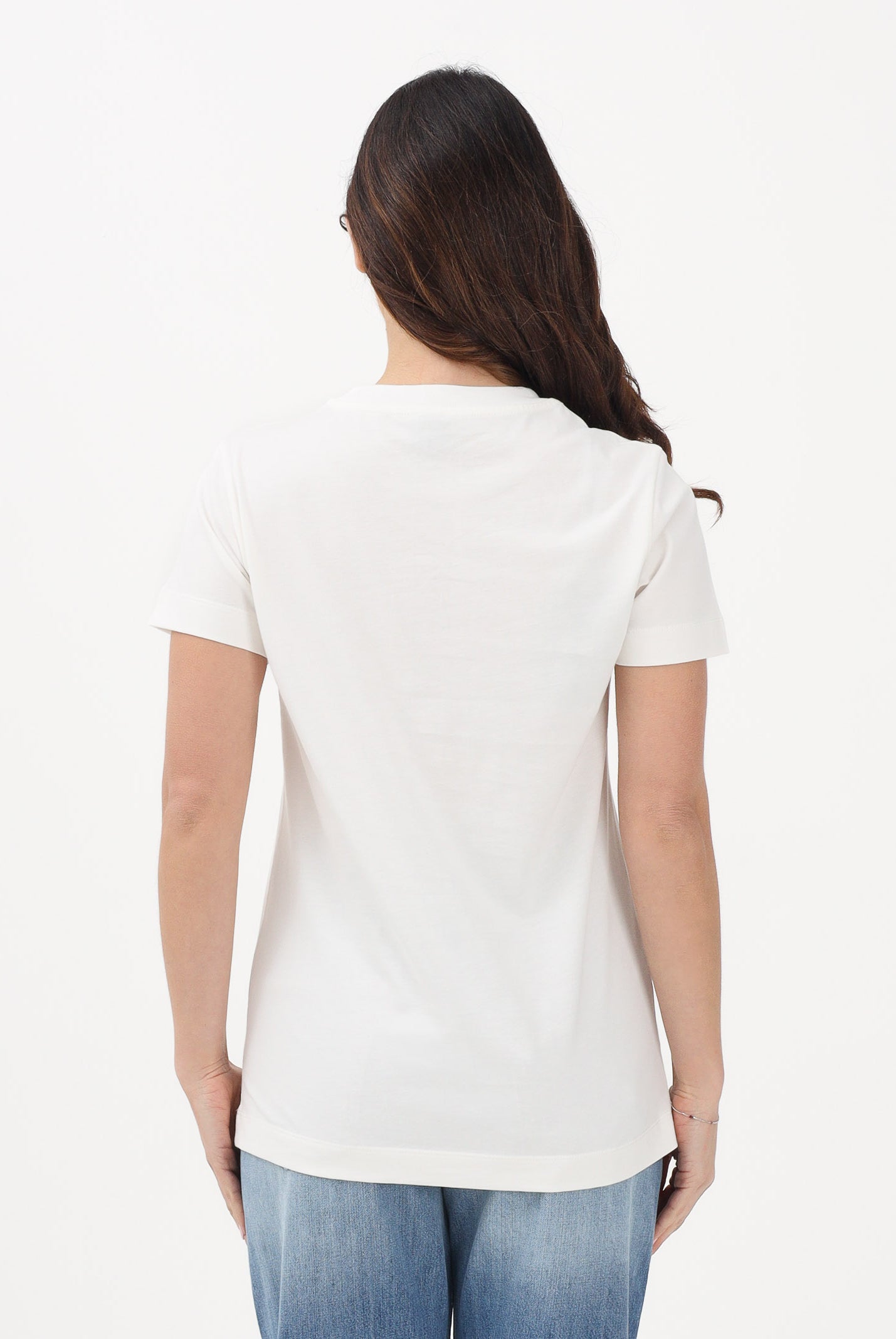 PINKO T-shirt a manica corta bianca da donna con ricamo logo 101752A339 Z05 PINKO