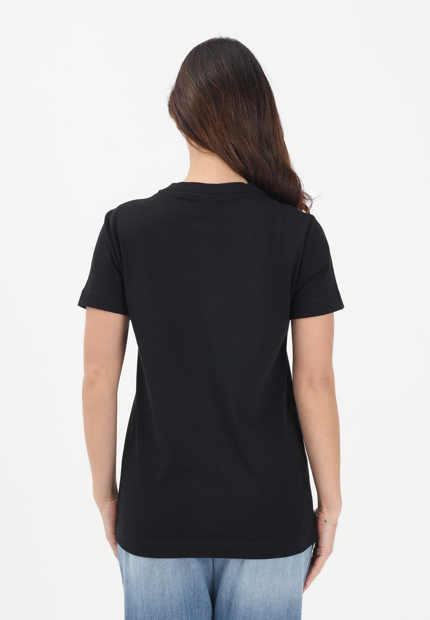PINKO T-shirt a manica corta nera da donna con ricamo logo 101752A339 Z99 PINKO