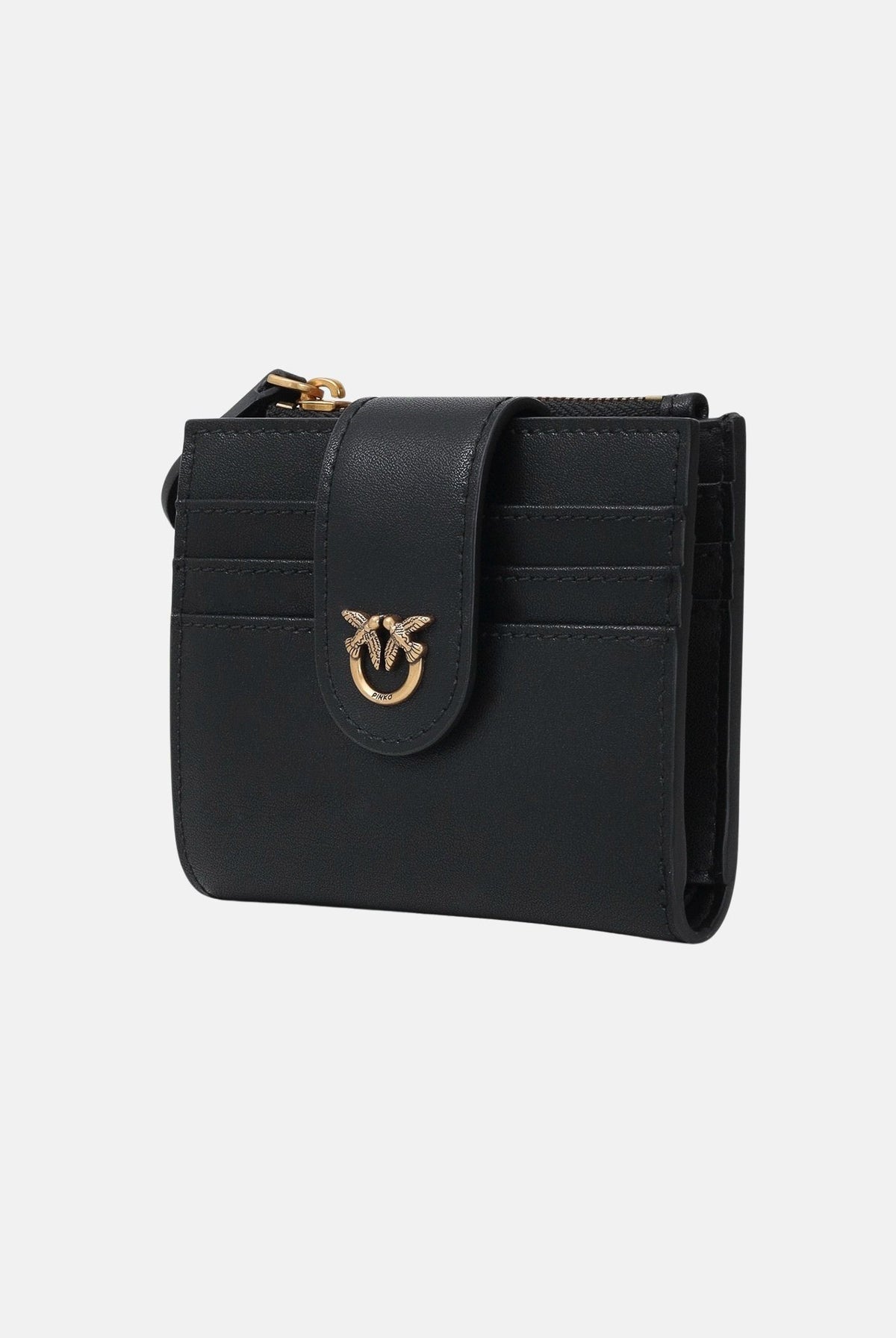 PINKO Portafoglio MULTI PURPOSE Nero Antique Gold da donna con logo Love Birds e tasca portamonete 103610A0F1 Z99Q PINKO