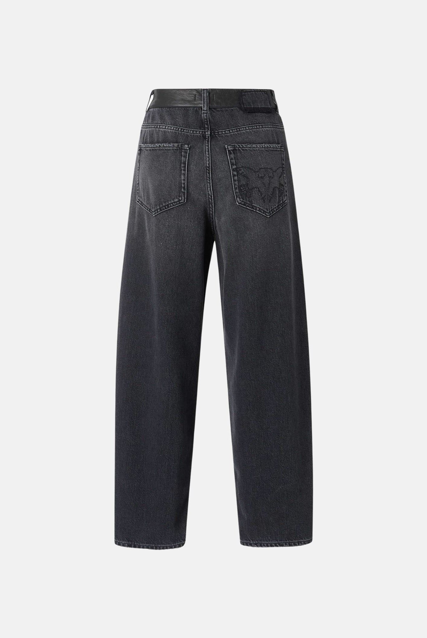 PINKO jeans ESTELLE EGG balloon fit con inserti effetto pelle lavaggio black, colore basico nero, donna. 103857A3GW PJ4 PINKO