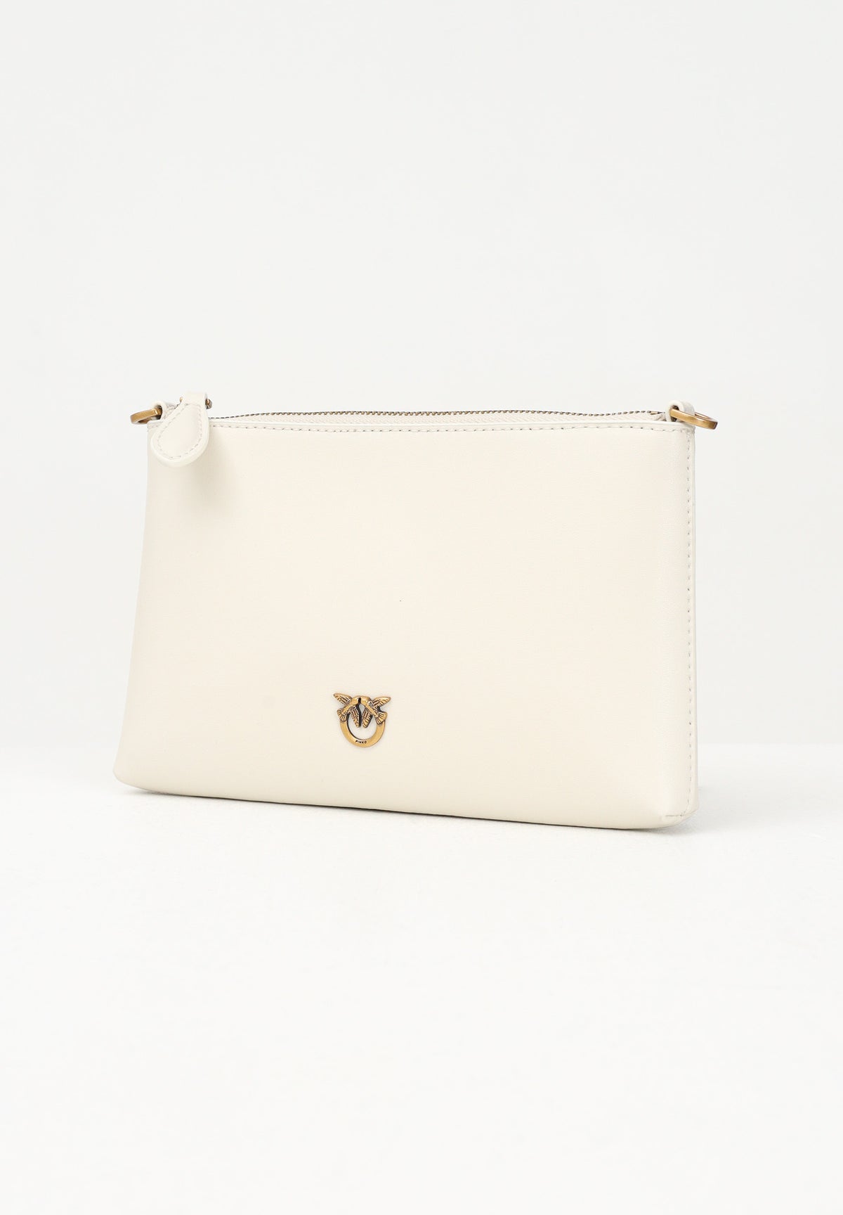 PINKO Pochette Flat Horizontal Mini panna da donna dalla texture liscia 104277A0F1 Z14Q PINKO