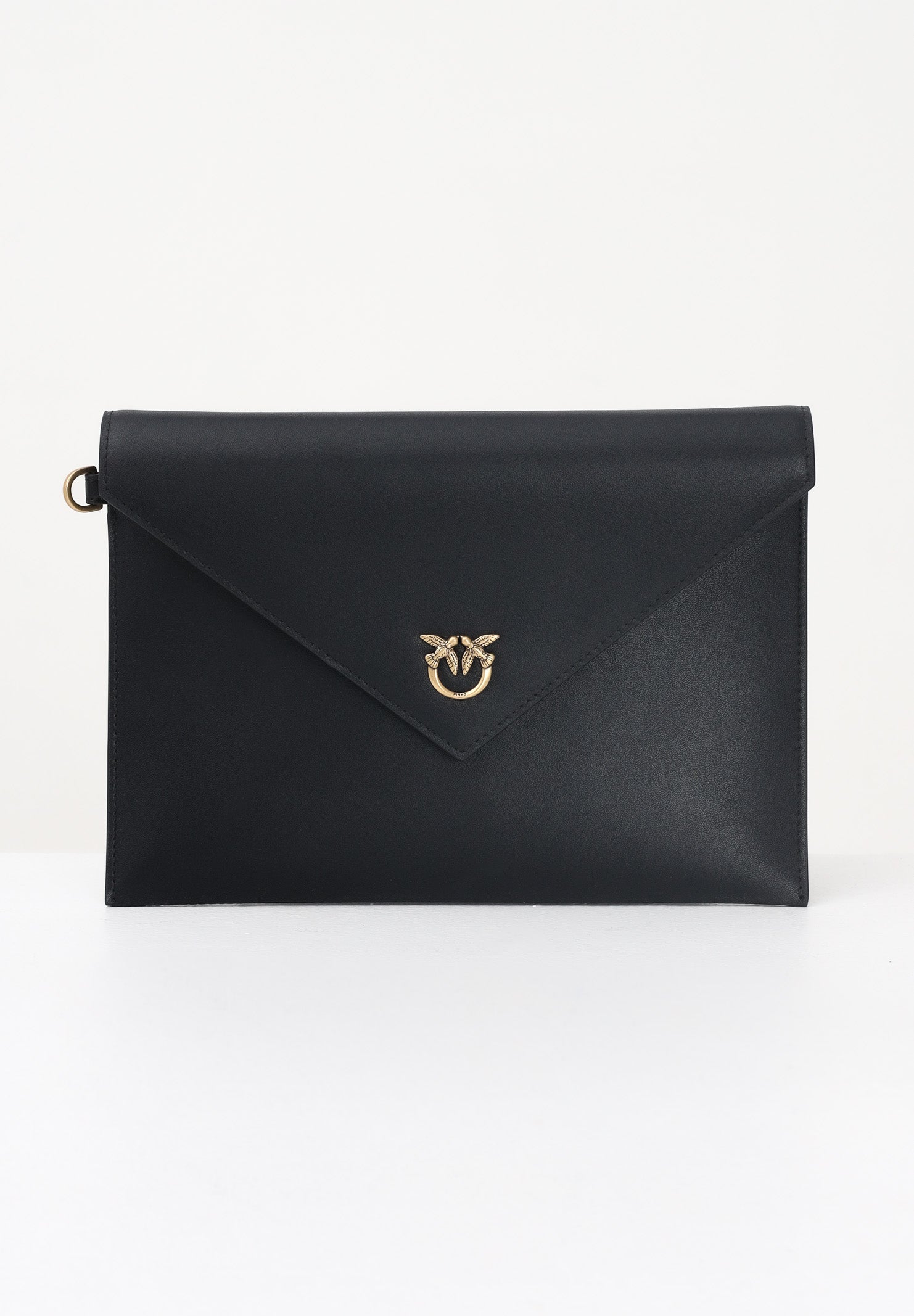 PINKO Pochette Flat Purse Handle nera da donna dalla texture liscia 104820A0F1 Z99Q PINKO