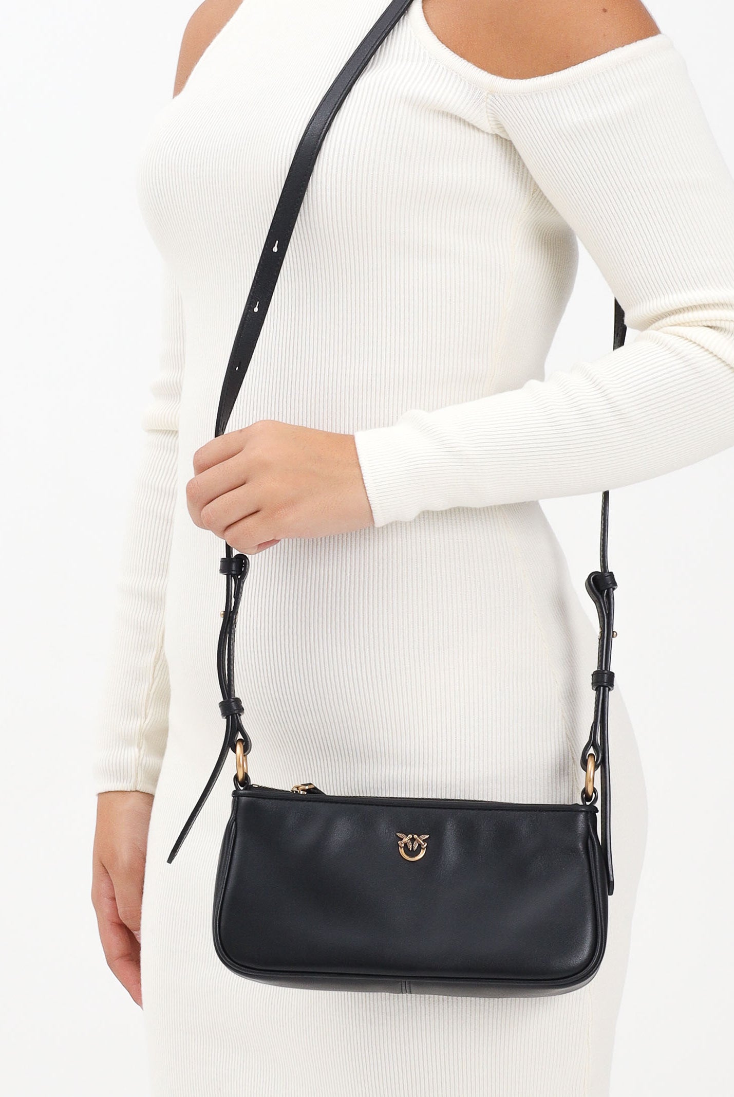 PINKO Borsa a spalla MINI HALF MOON BAGUETTE nera da donna 105069A0QO Z99Q PINKO